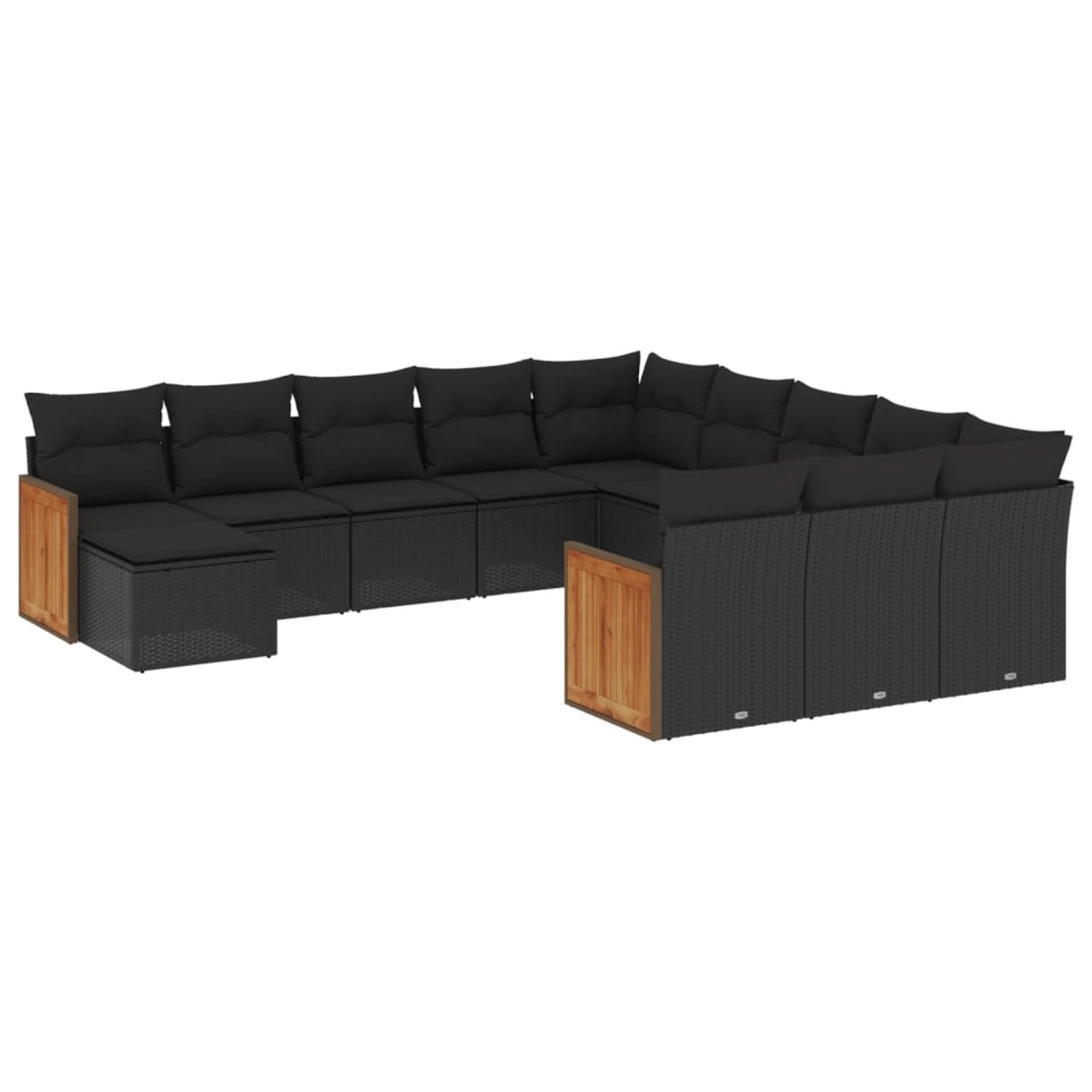 vidaXL 12-Tlg Garten-Sofagarnitur mit Kissen Schwarz Poly Rattan 3260662 günstig online kaufen