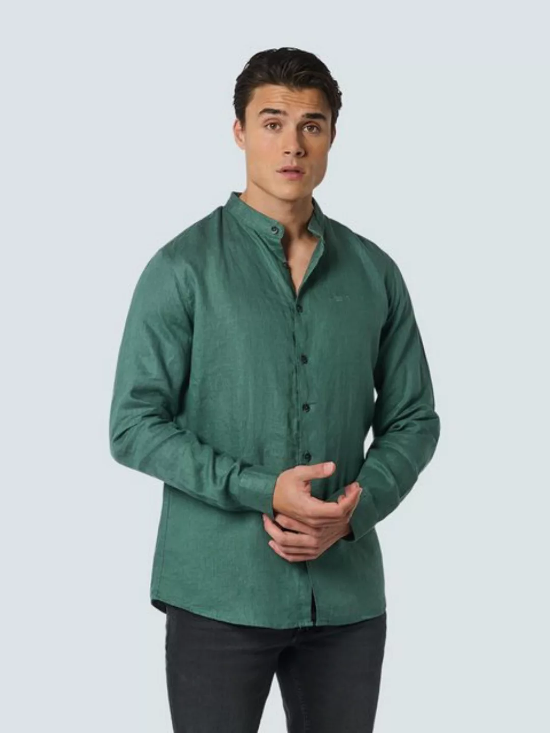 NO EXCESS Leinenhemd mit Stehkragen und Knopfleiste günstig online kaufen