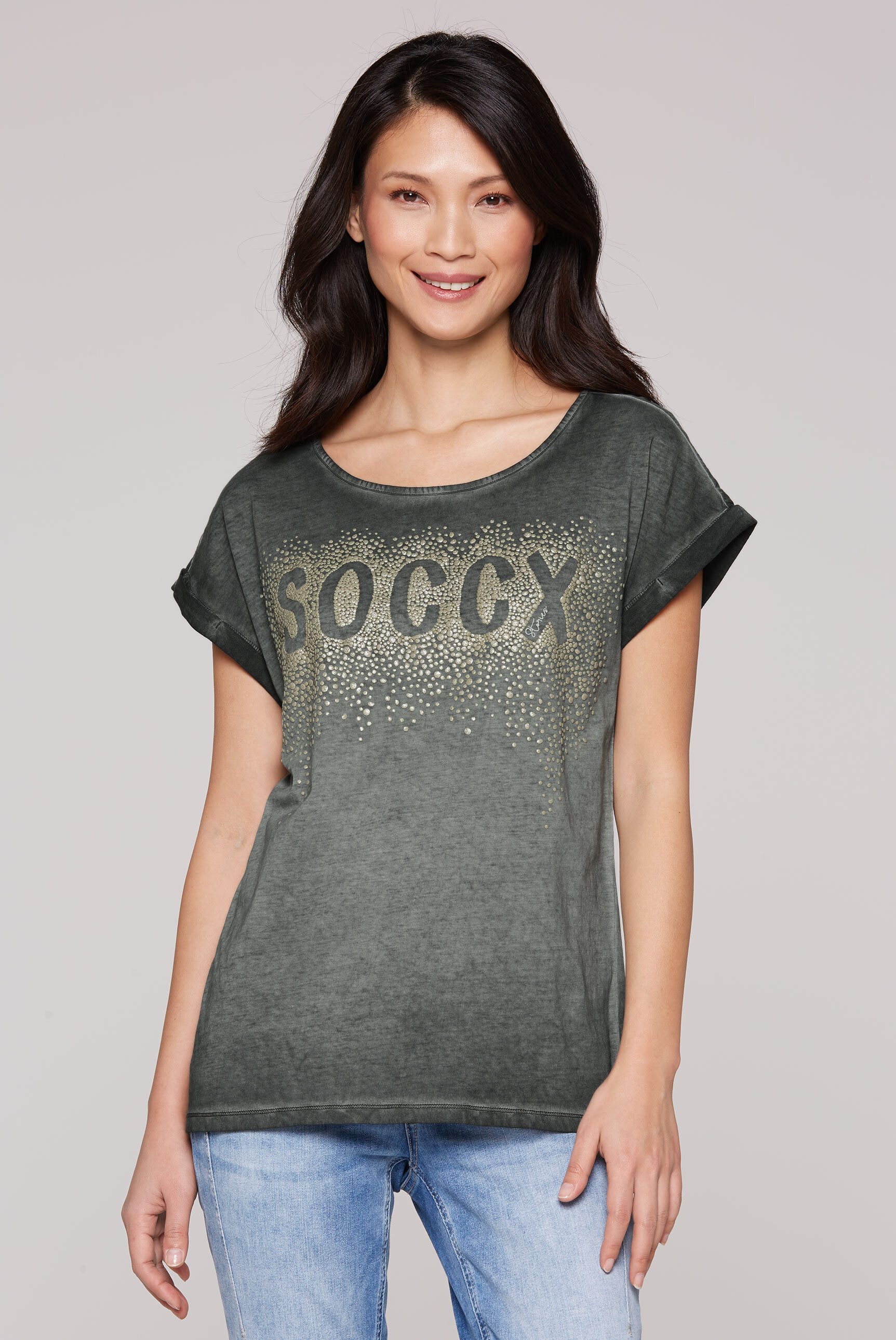 SOCCX Rundhalsshirt, mit überschnittenen Schultern günstig online kaufen