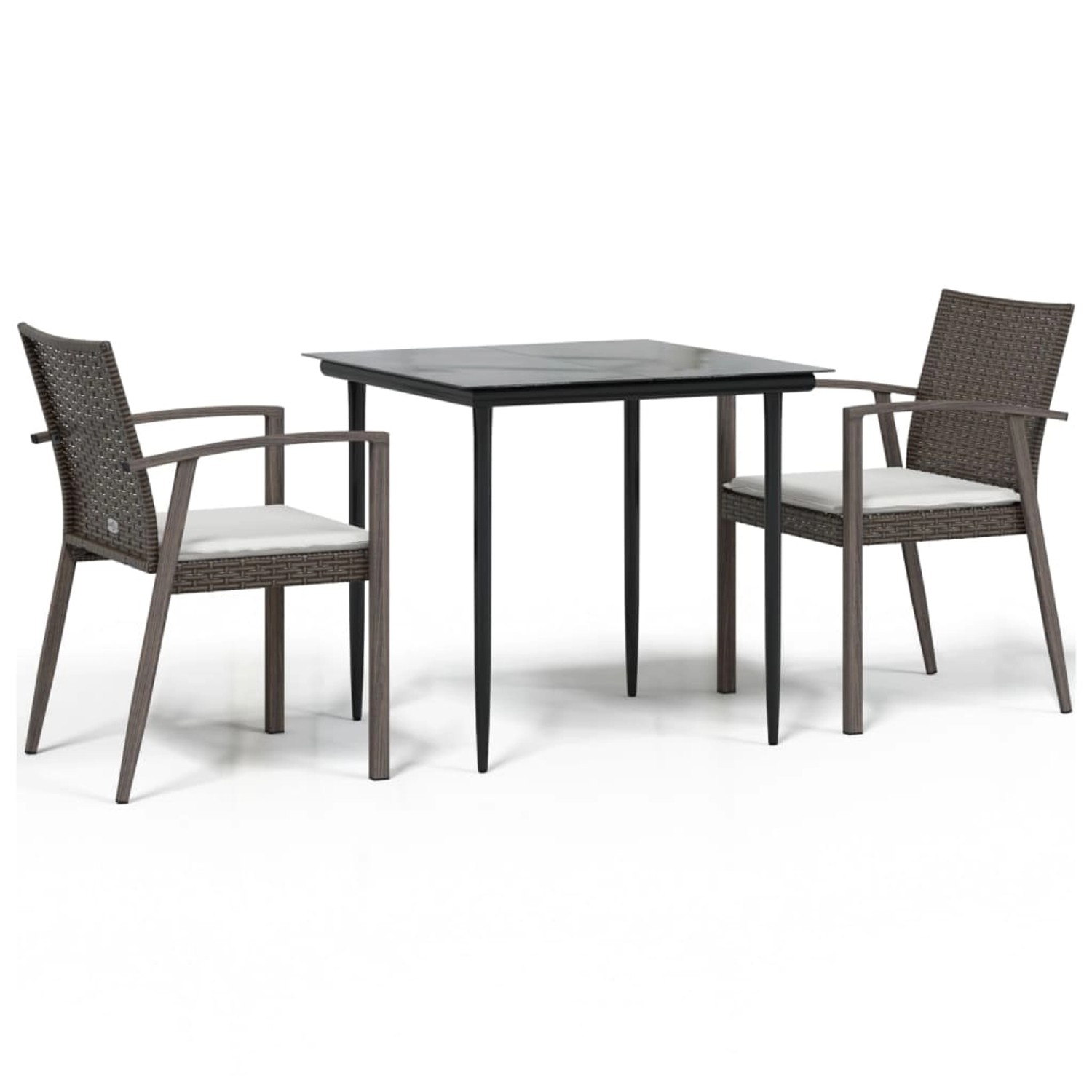 vidaXL 3-Tlg Garten-Essgruppe mit Kissen Poly Rattan und Stahl 3186969 günstig online kaufen