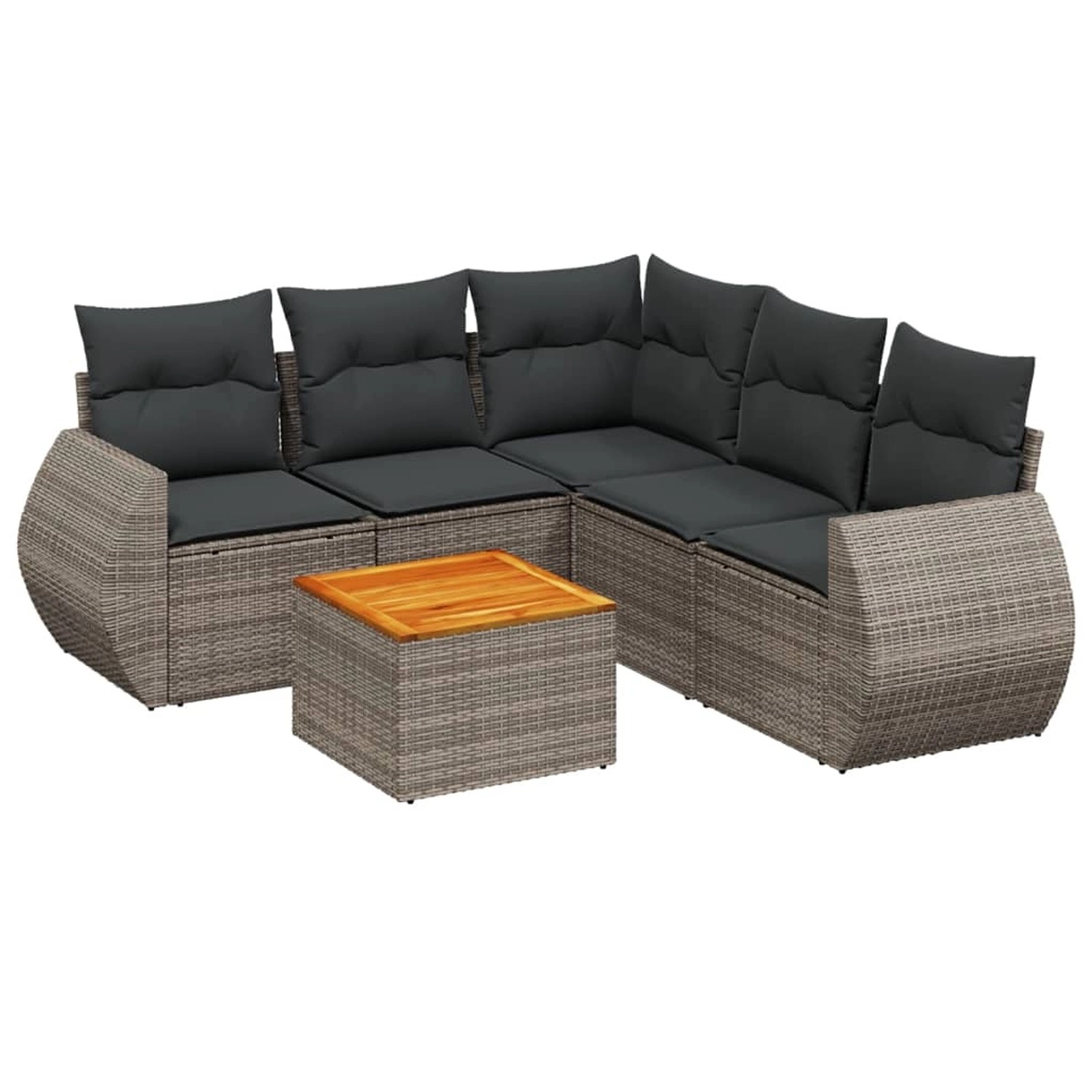 vidaXL 6-Tlg Garten-Sofagarnitur mit Kissen Grau Poly Rattan 3225003 günstig online kaufen
