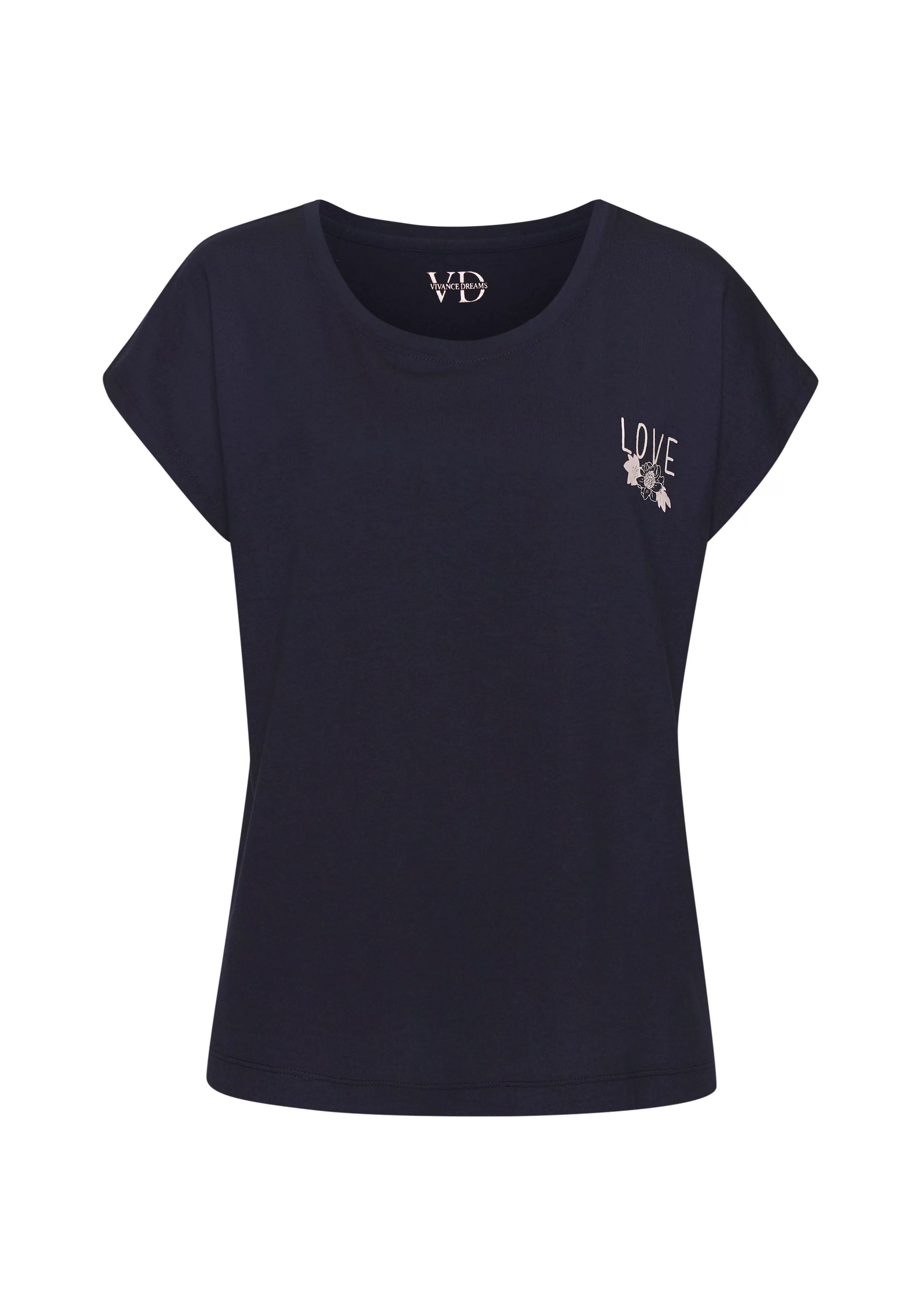 Vivance Dreams T-Shirt mit kleinem Brust-Print günstig online kaufen