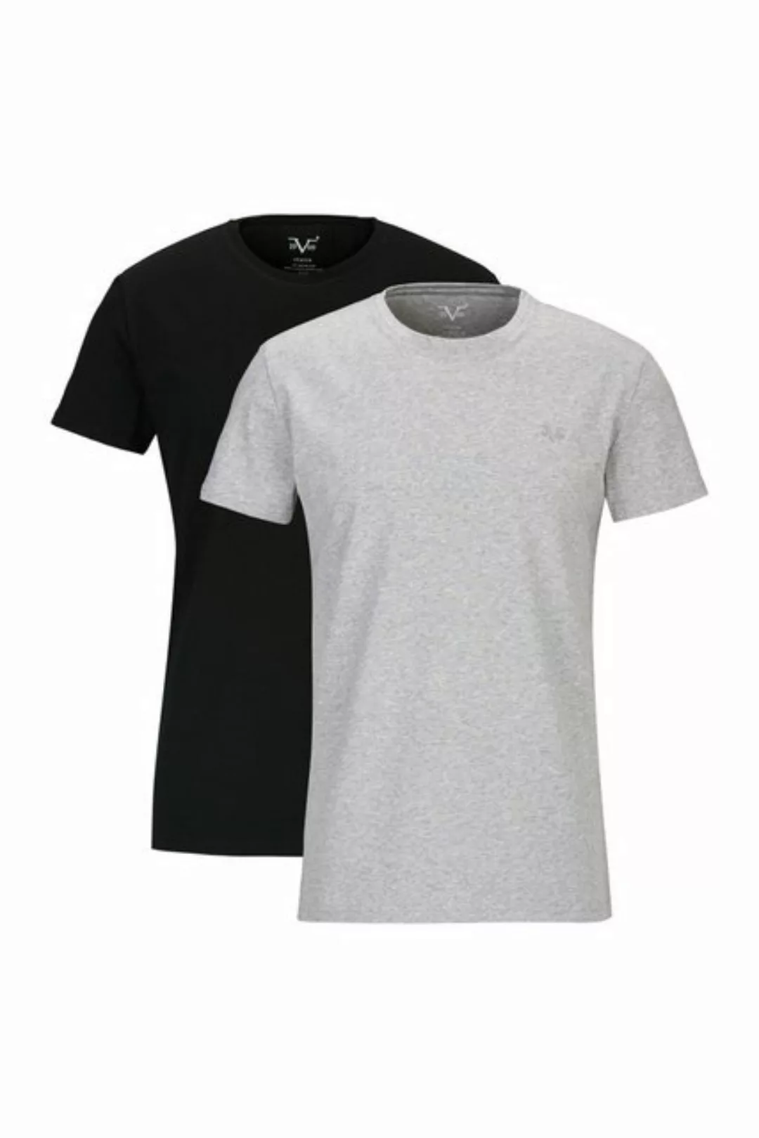 19V69 ITALIA T-Shirt Leonardo Rundhals Schwarz/Grau 2er-Pack (2er-Pack) günstig online kaufen