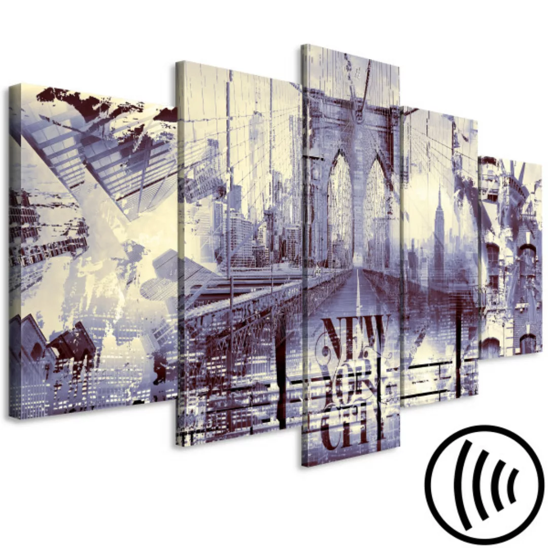 Wandbild Collage von New York - Komposition mit Architektur in blauer Färbu günstig online kaufen