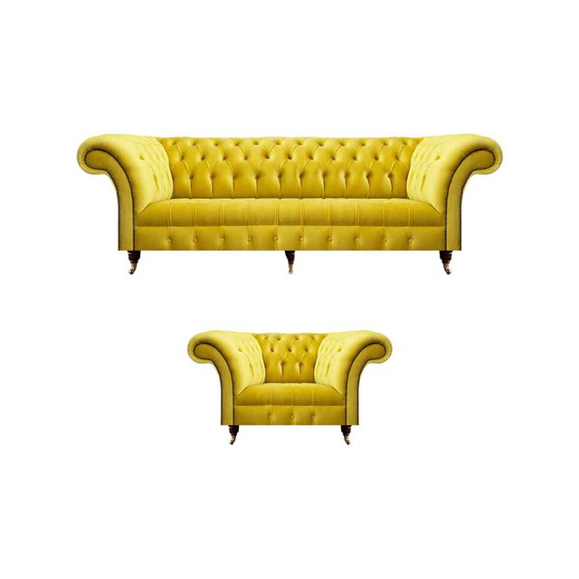 JVmoebel Chesterfield-Sofa Sofagarnitur Chester Textilsofa Sofa Couch Polst günstig online kaufen