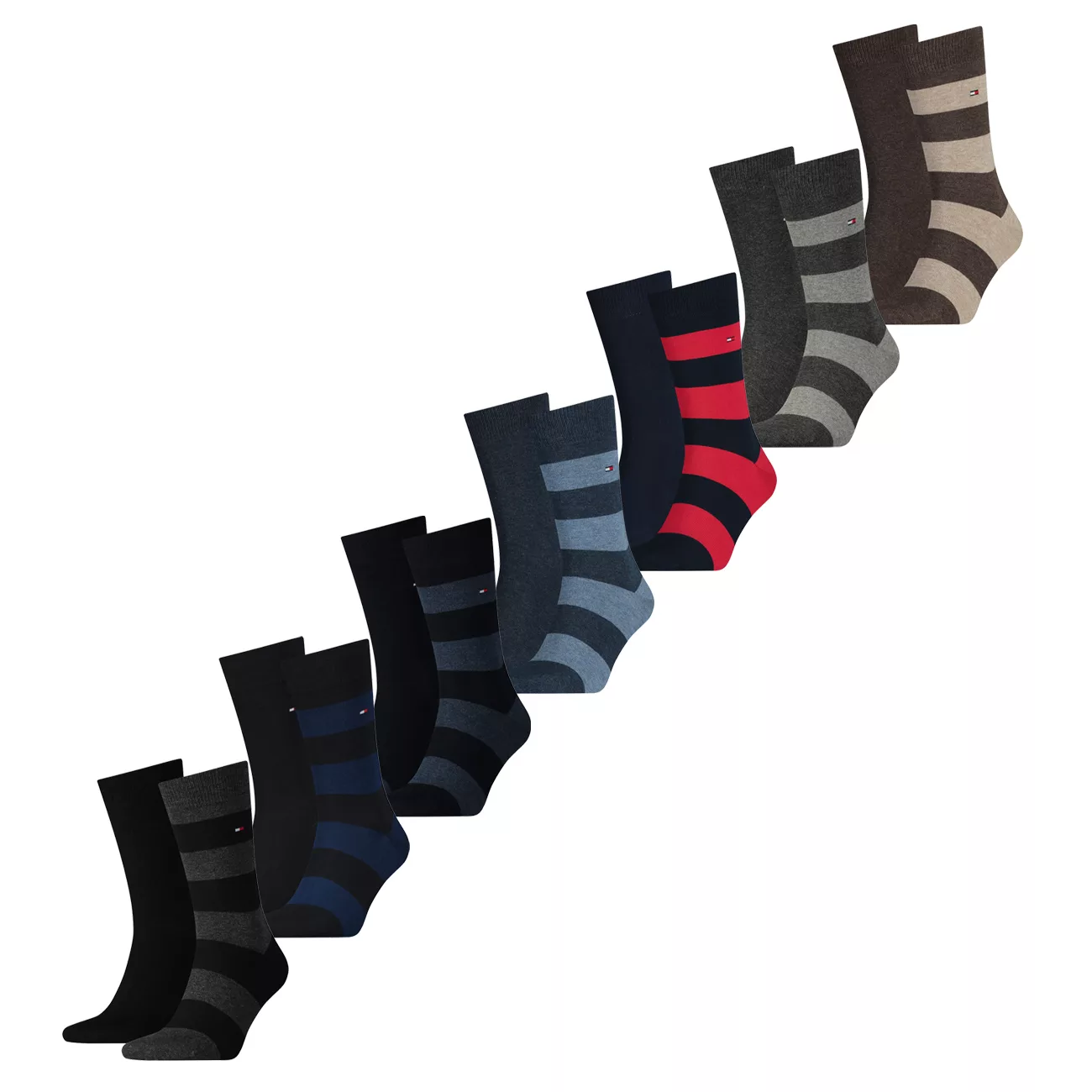 Tommy Hilfiger Herren Socken RUGBY SOCK Einfarbig Gestreift Baumwolle - 4er günstig online kaufen