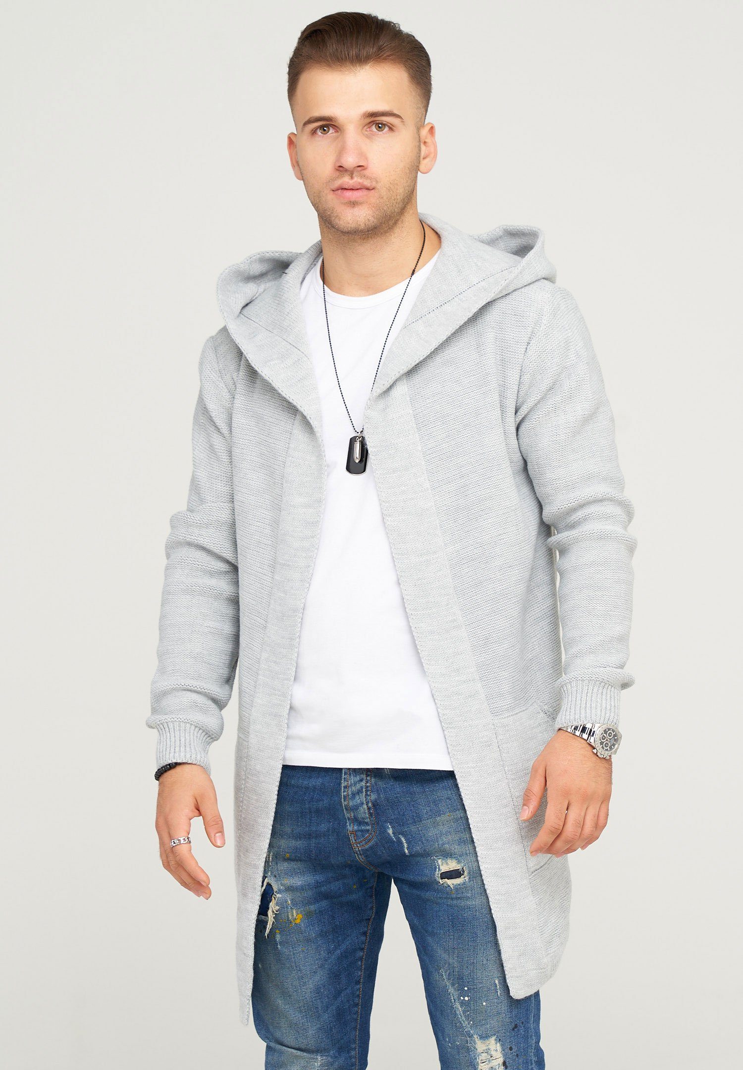 behype Strickjacke "JAROMIR", mit kuscheliger Kapuze günstig online kaufen