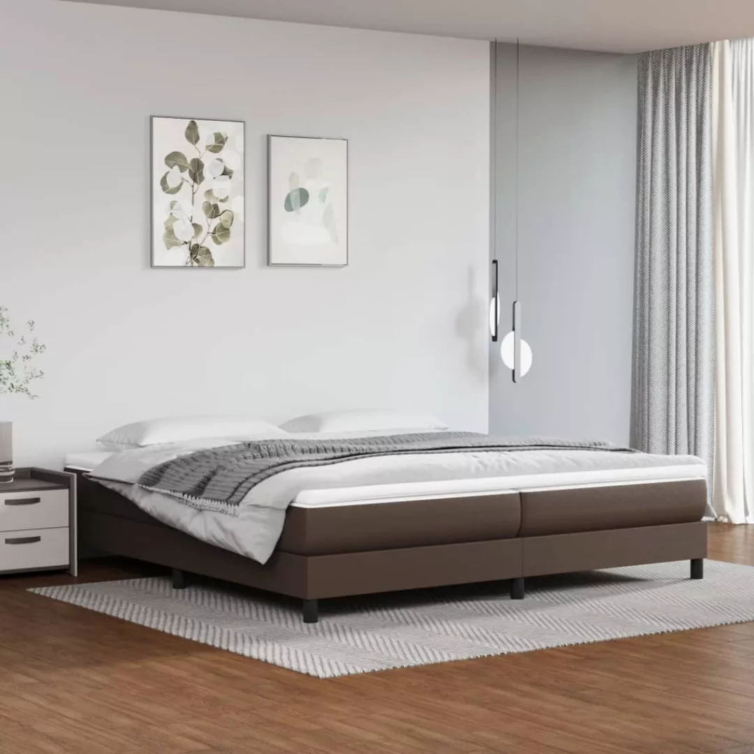 vidaXL Bettgestell Boxspringbett mit Matratze Braun 200x200 cm Kunstleder B günstig online kaufen