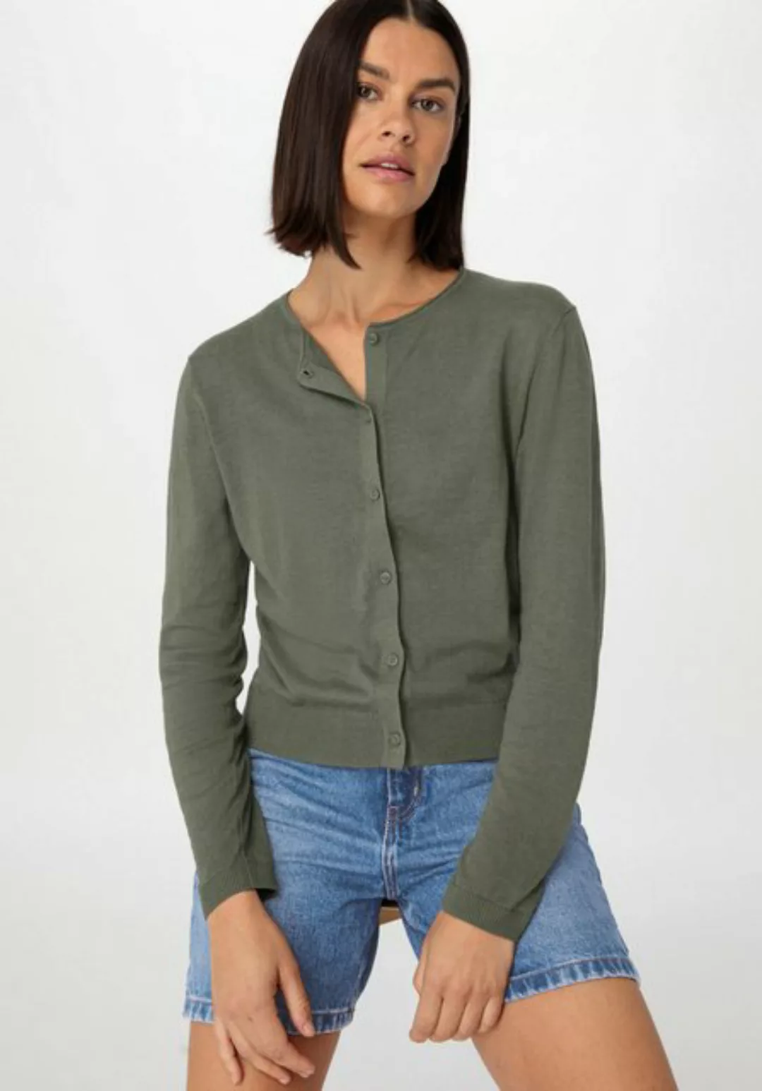 Hessnatur Strickjacke Regular aus Leinen mit Bio-Baumwolle (1-tlg) günstig online kaufen