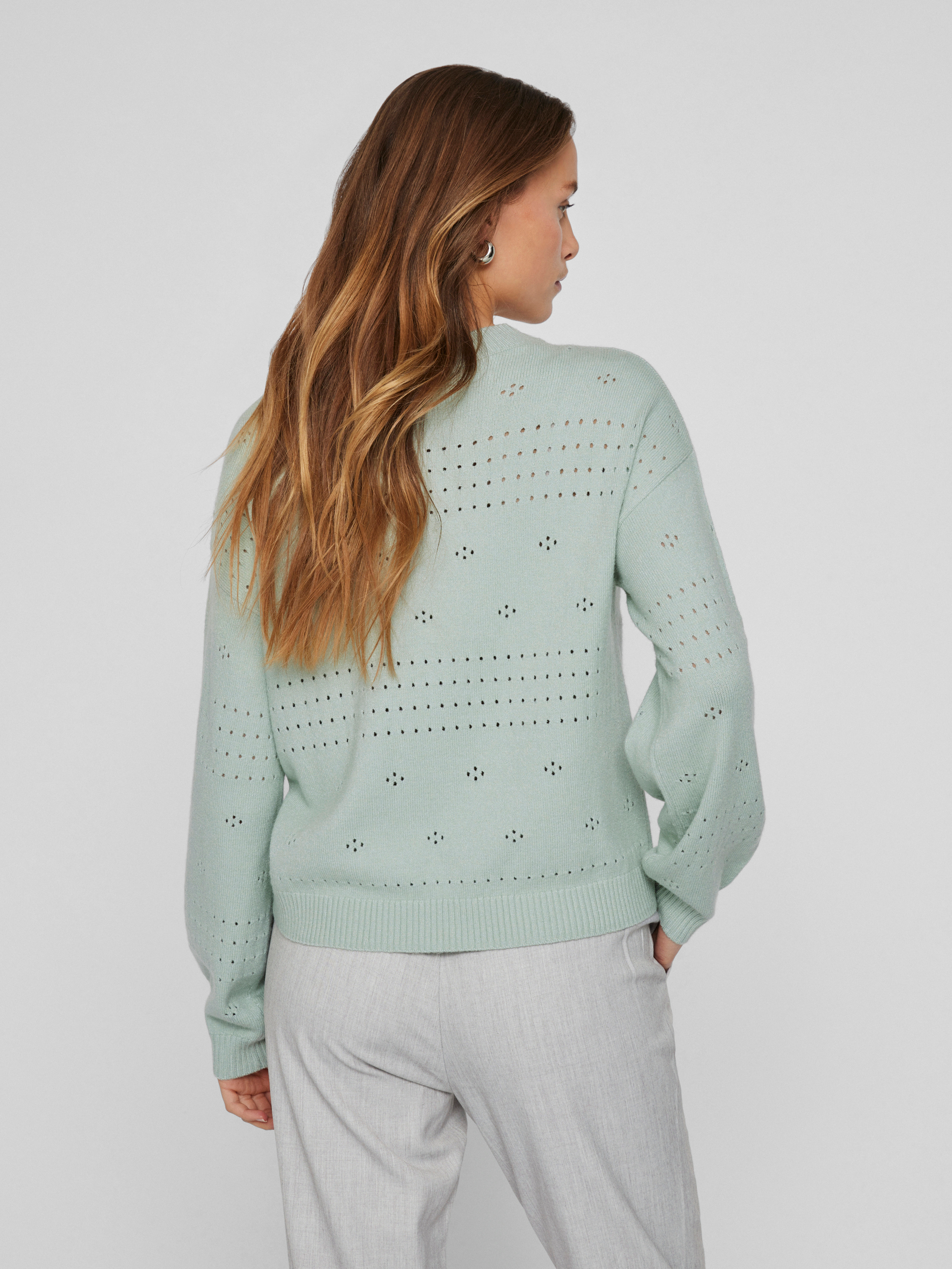 Vila Rundhalspullover "VIRIL L/S O-NECK POINTELLE KNIT TOP-NOOS" günstig online kaufen