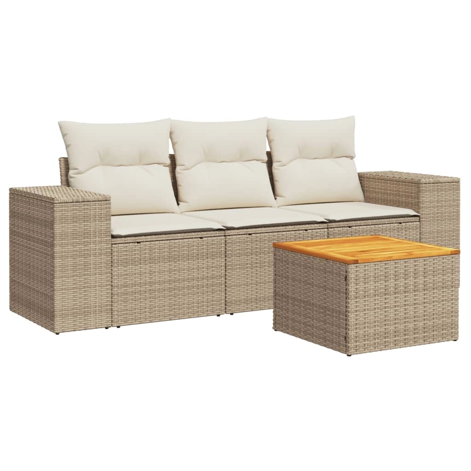 vidaXL 4-tlg Garten-Sofagarnitur mit Kissen Beige Poly Rattan Modell 13 günstig online kaufen