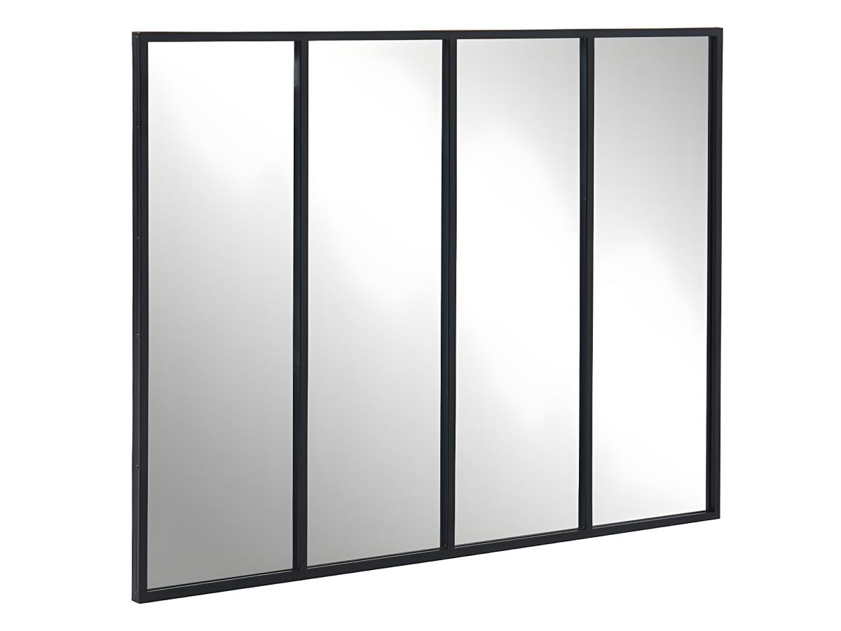 Spiegel Atelierfenster Industrial Style - 120 x 90 cm - Metall - Schwarz - günstig online kaufen