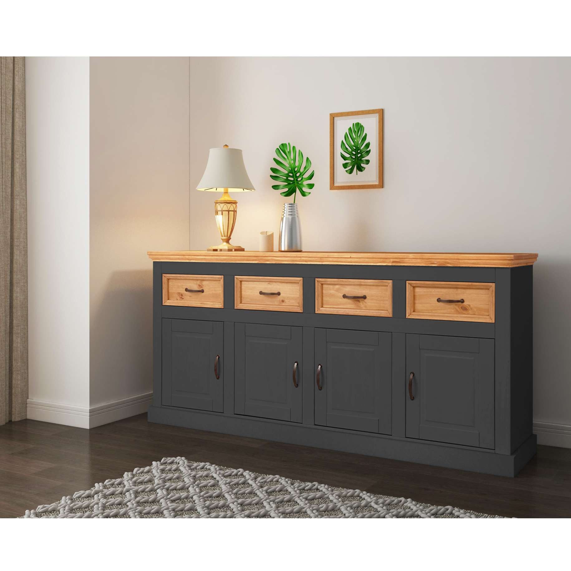 Home affaire Sideboard "Selma", Kommode mit 4 Türen und 4 Schubkästen. Brei günstig online kaufen