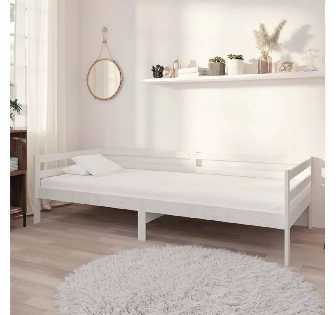 vidaXL Bett Tagesbett mit Schubladen Weiß 90x200 cm Massives Kiefernholz günstig online kaufen