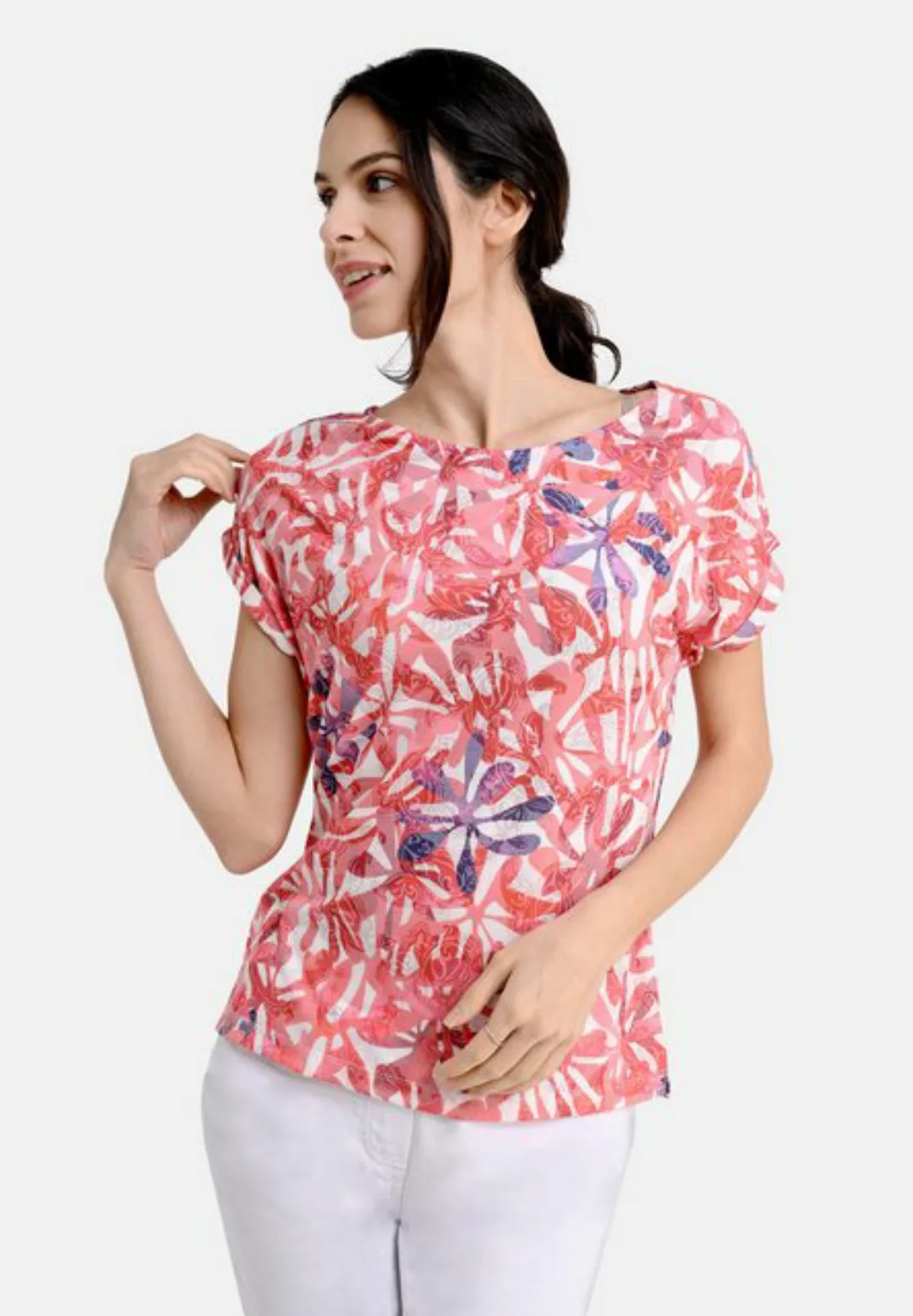 BICALLA T-Shirt Shirt mit Blüten-Print in Rot/Blau (1-tlg) günstig online kaufen