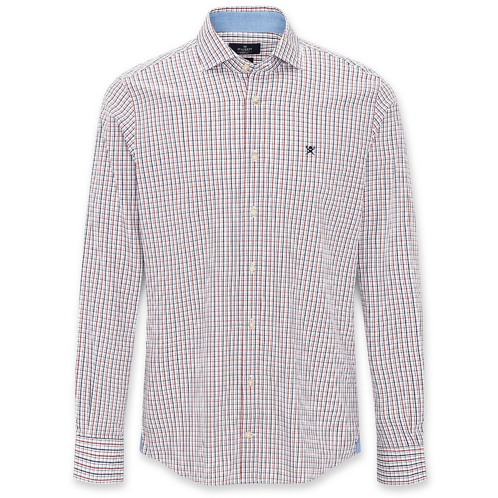 Hackett Fine Twill Tattersal Check Langarm Hemd XL Red / Blue günstig online kaufen