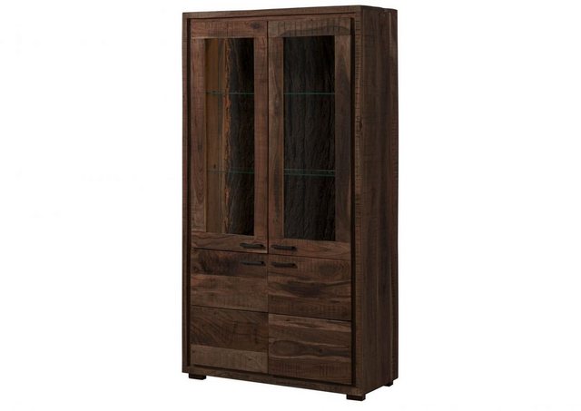 Massivmoebel24 Standvitrine (Vitrine Akazie 98x40x180 dunkelbraun lackiert günstig online kaufen