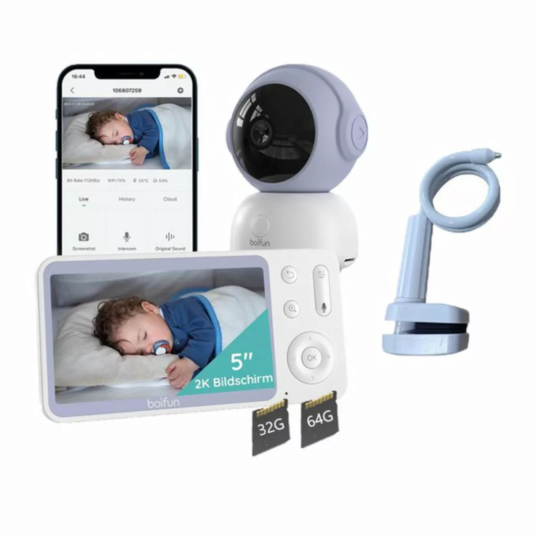 Boifun Babyphone 5" Babyphone mit Kamera und App 2K/3MP PTZ 345°/65° mit Ha günstig online kaufen