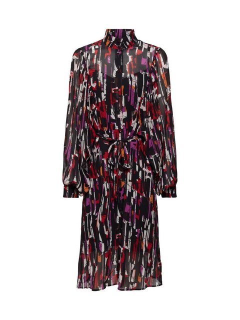 Esprit Collection Midikleid Gemustertes Chiffon-Kleid mit Bindegürtel günstig online kaufen