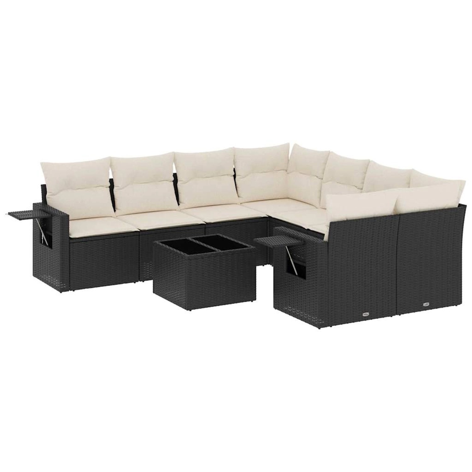 vidaXL 9-Tlg Garten-Sofagarnitur mit Kissen Schwarz Poly Rattan 3252293 günstig online kaufen