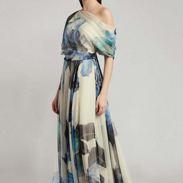 KIKI Abendkleid Sommerliches Damenkleid -Abendkleid -Print-Off-Shoulder-Kle günstig online kaufen