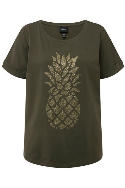 Ulla Popken Rundhalsshirt T-Shirt Ananas Oversized Rundhals Halbarm günstig online kaufen