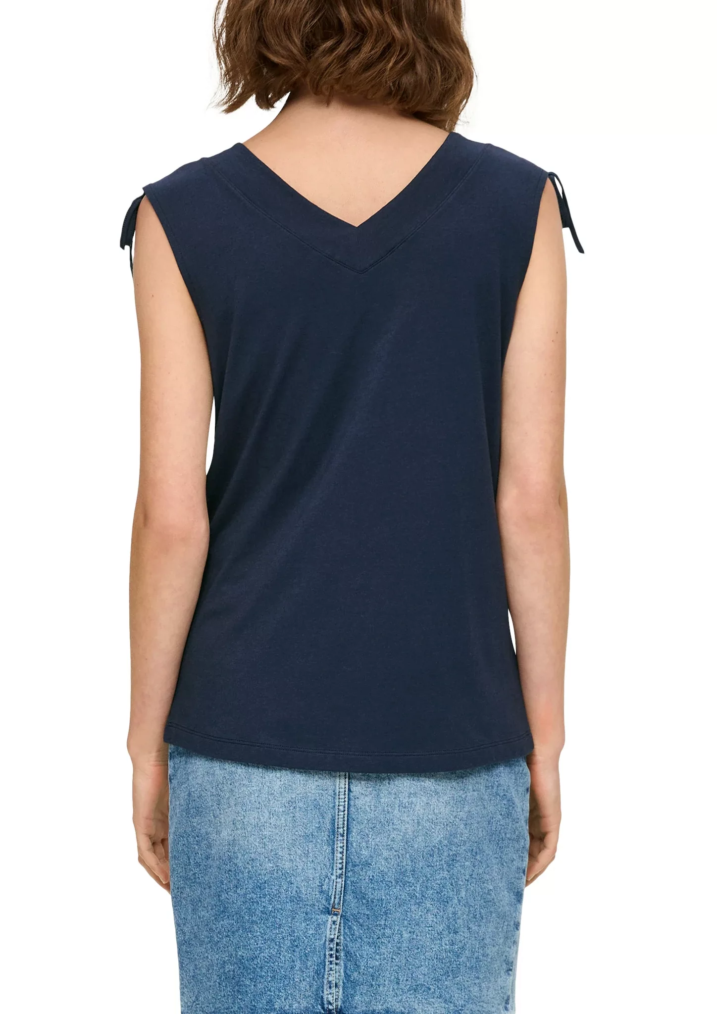 s.Oliver Print-Shirt mit Bindedetail an der Schulterpartie günstig online kaufen