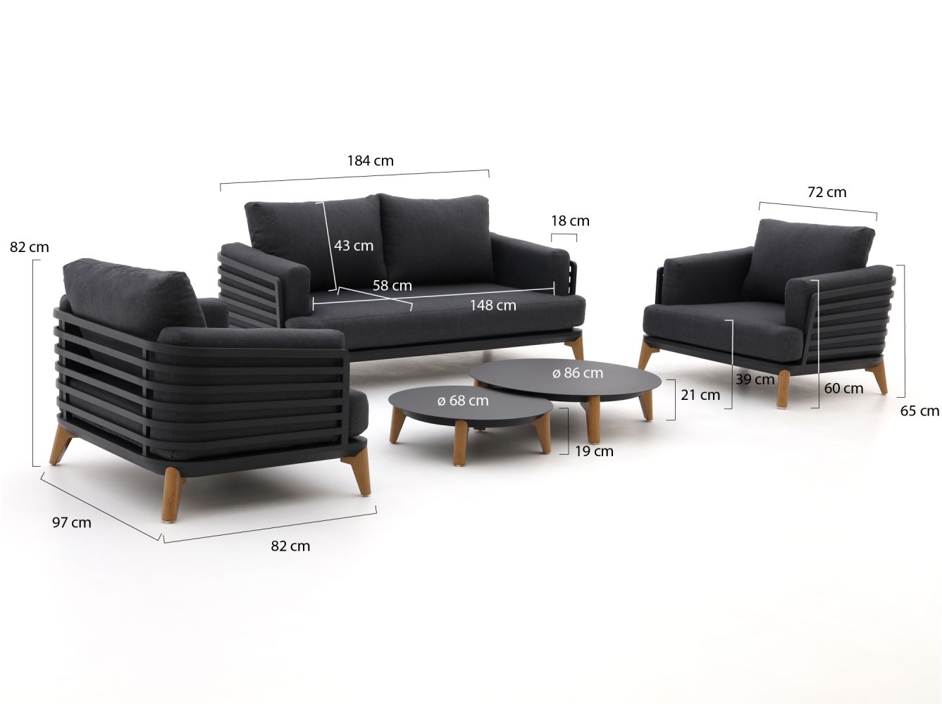 Bellagio Esenta Sessel-Sofa Lounge-Set 5-teilig günstig online kaufen