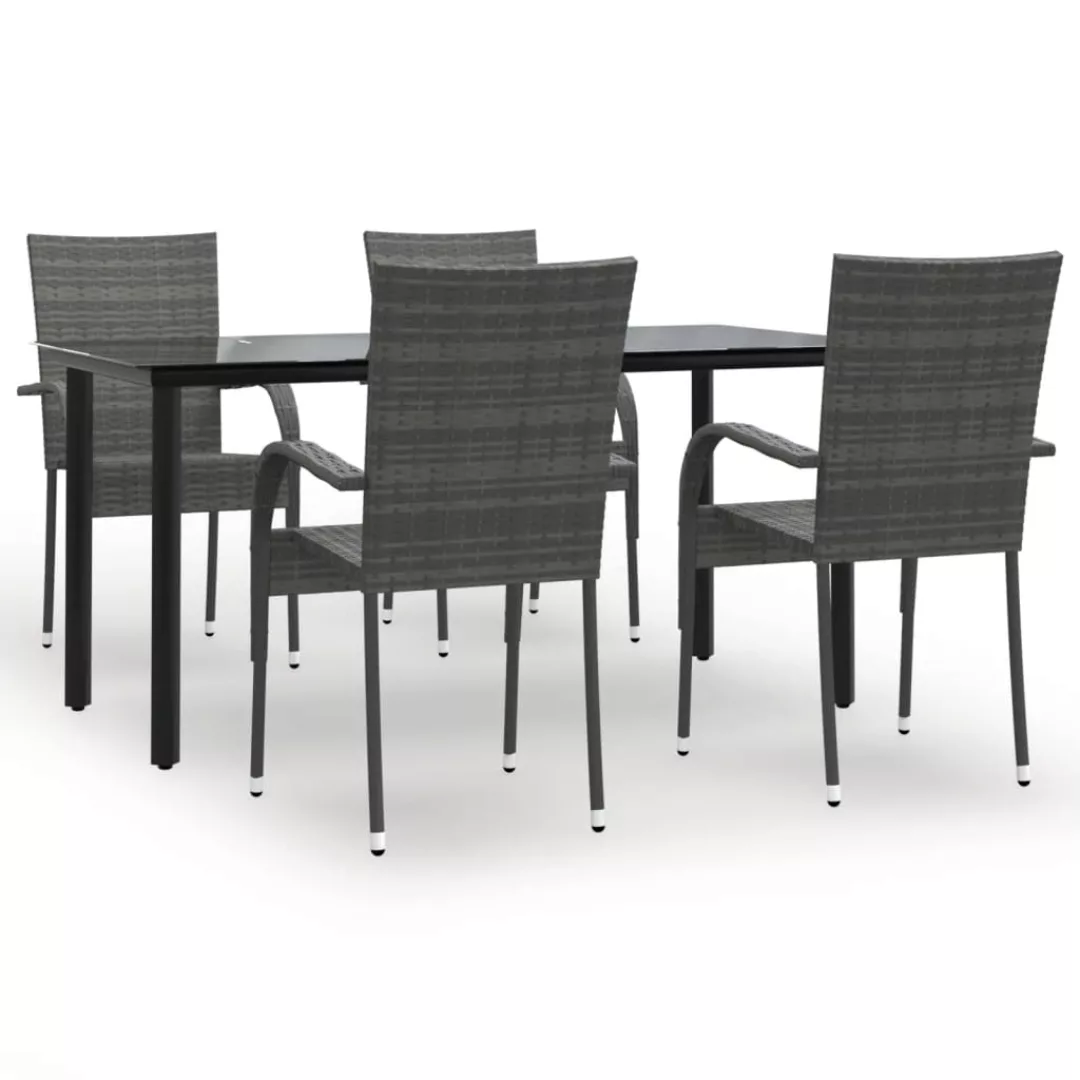 Vidaxl 5-tlg. Garten-essgruppe Grau Poly Rattan günstig online kaufen