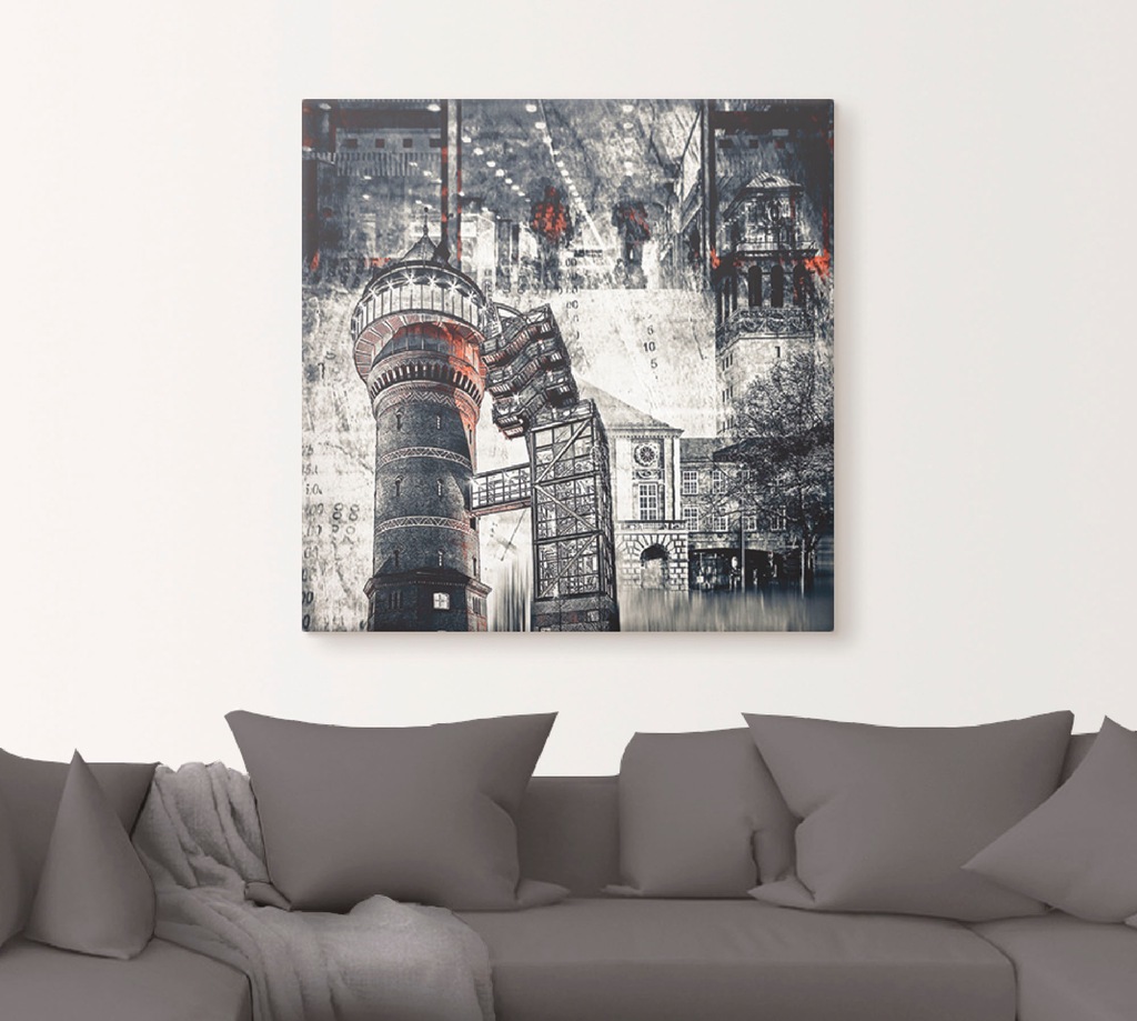 Artland Leinwandbild "Mülheim an der Ruhr - Stadtcollage 01", Architektonis günstig online kaufen