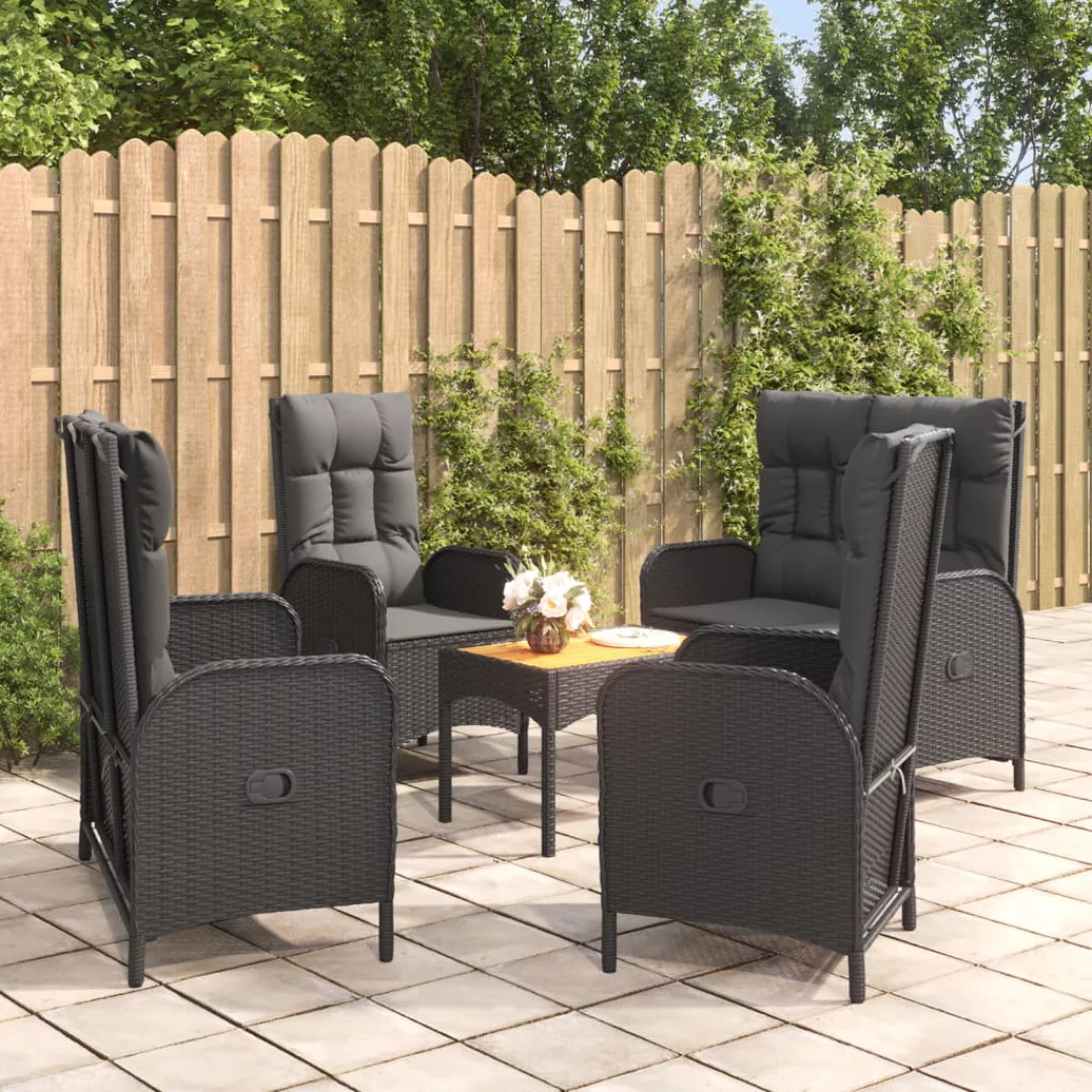 Vidaxl 5-tlg. Garten-essgruppe Mit Kissen Schwarz Poly Rattan günstig online kaufen