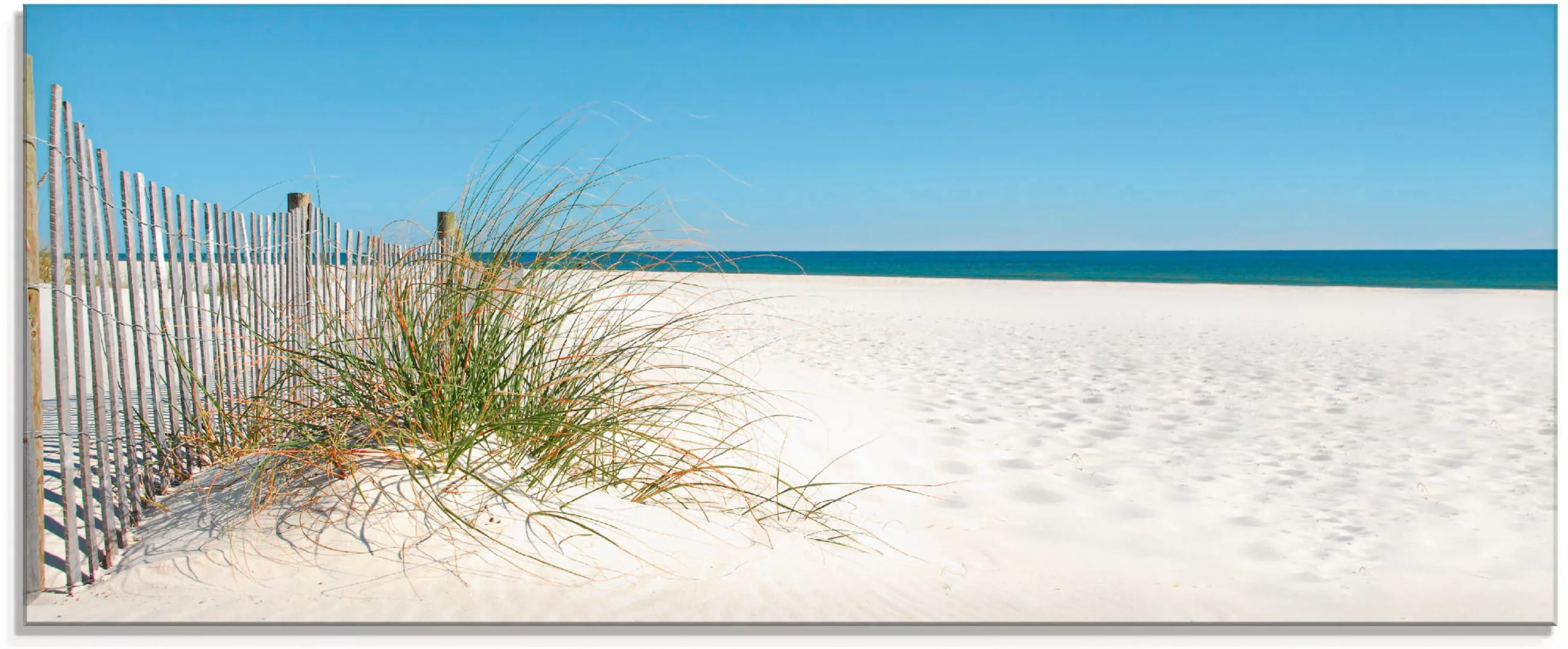 Artland Glasbild »Schöne Sanddüne mit Gräsern und Zaun«, Strand, (1 St.), i günstig online kaufen