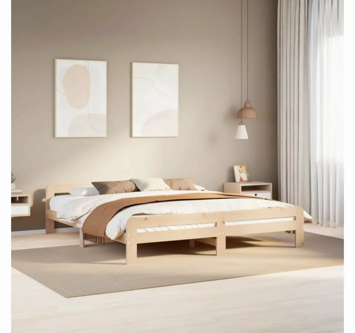 vidaXL Bett, Massivholzbett ohne Matratze 200x200 cm Kiefernholz günstig online kaufen