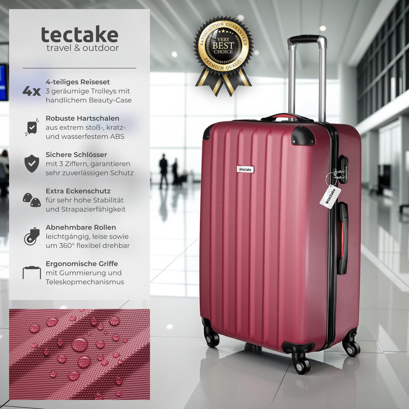 tectake Trolley Hartschalenkoffer-Set, 4 Rollen, 4-teilig, günstig online kaufen