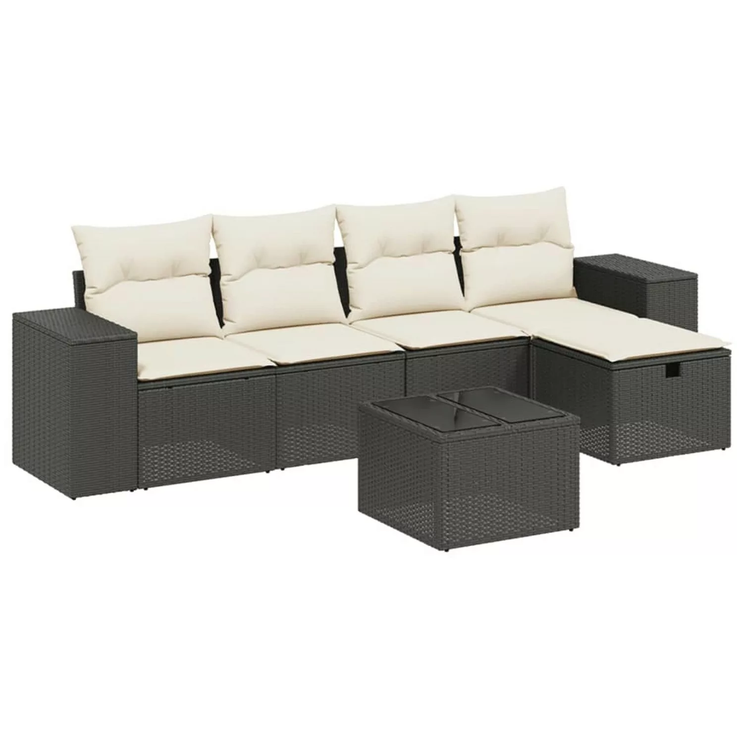 vidaXL 6-tlg Garten-Sofagarnitur mit Kissen Schwarz Poly Rattan Modell 190 günstig online kaufen