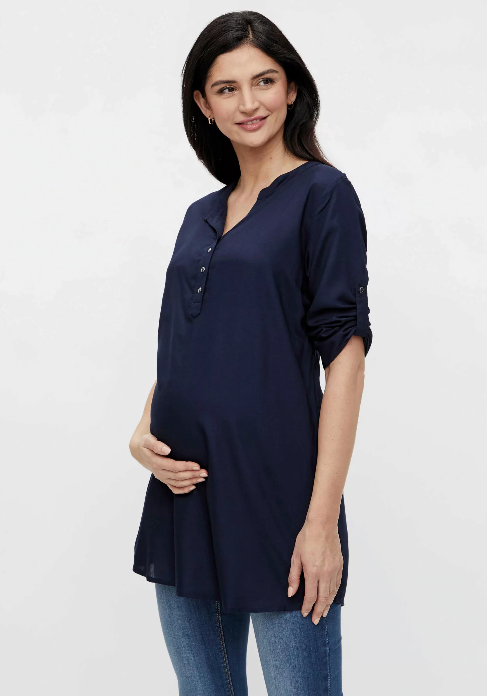 Mamalicious Blusenshirt Umstandstunika Shirt (1-tlg) 3113 in Navy günstig online kaufen