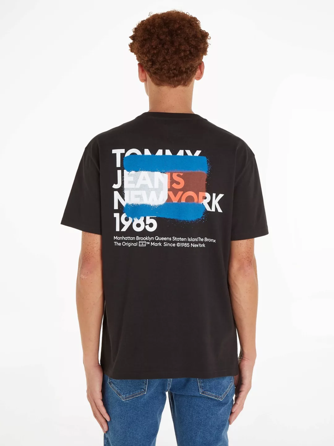 Tommy Jeans T-Shirt TJM TOMMY NY GRAFFITI FLAG TEE mit großem Aufdruck von günstig online kaufen