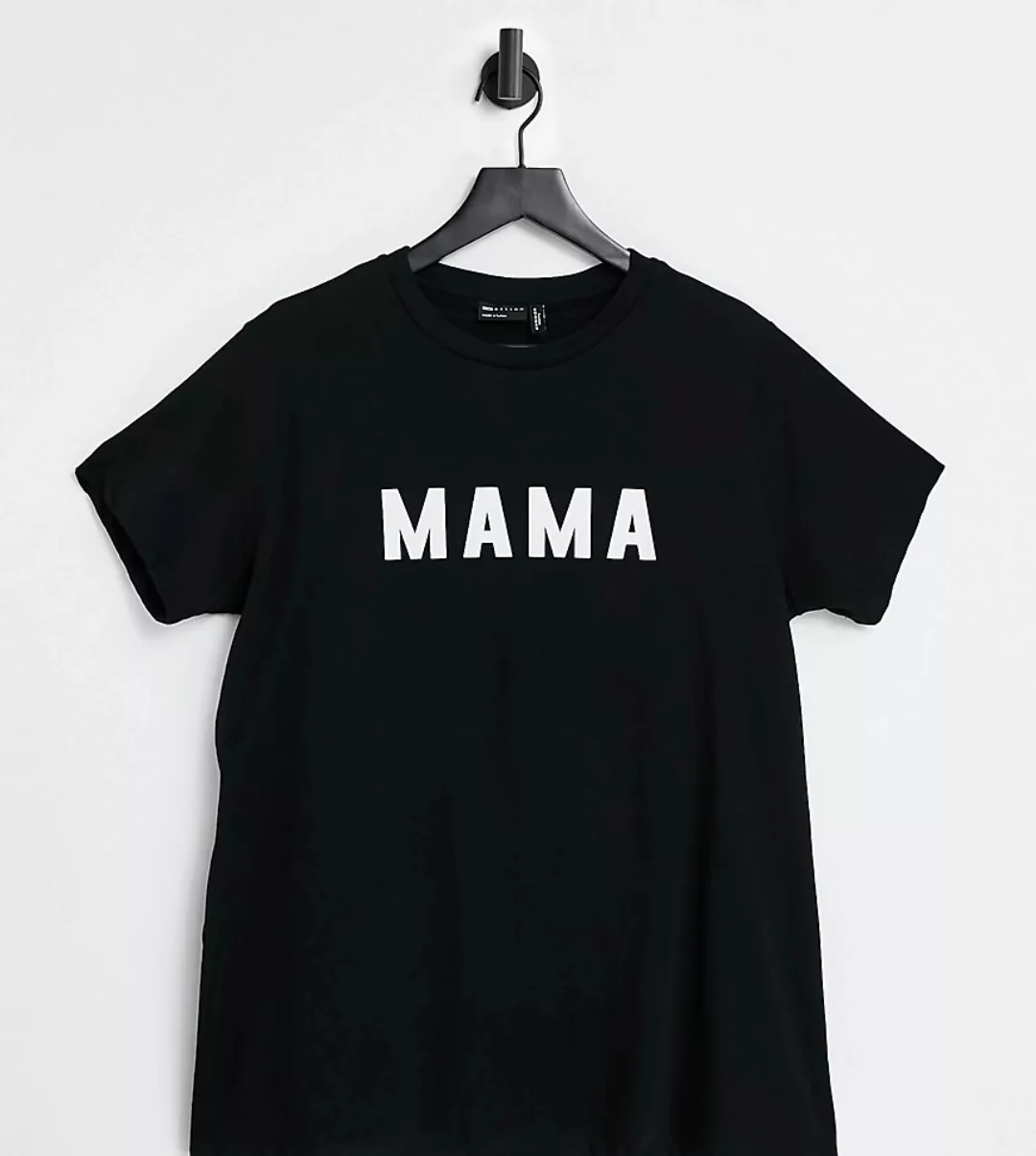 ASOS DESIGN Maternity – Doppellagiges Still-T-Shirt mit „Mama“-Logo in Schw günstig online kaufen
