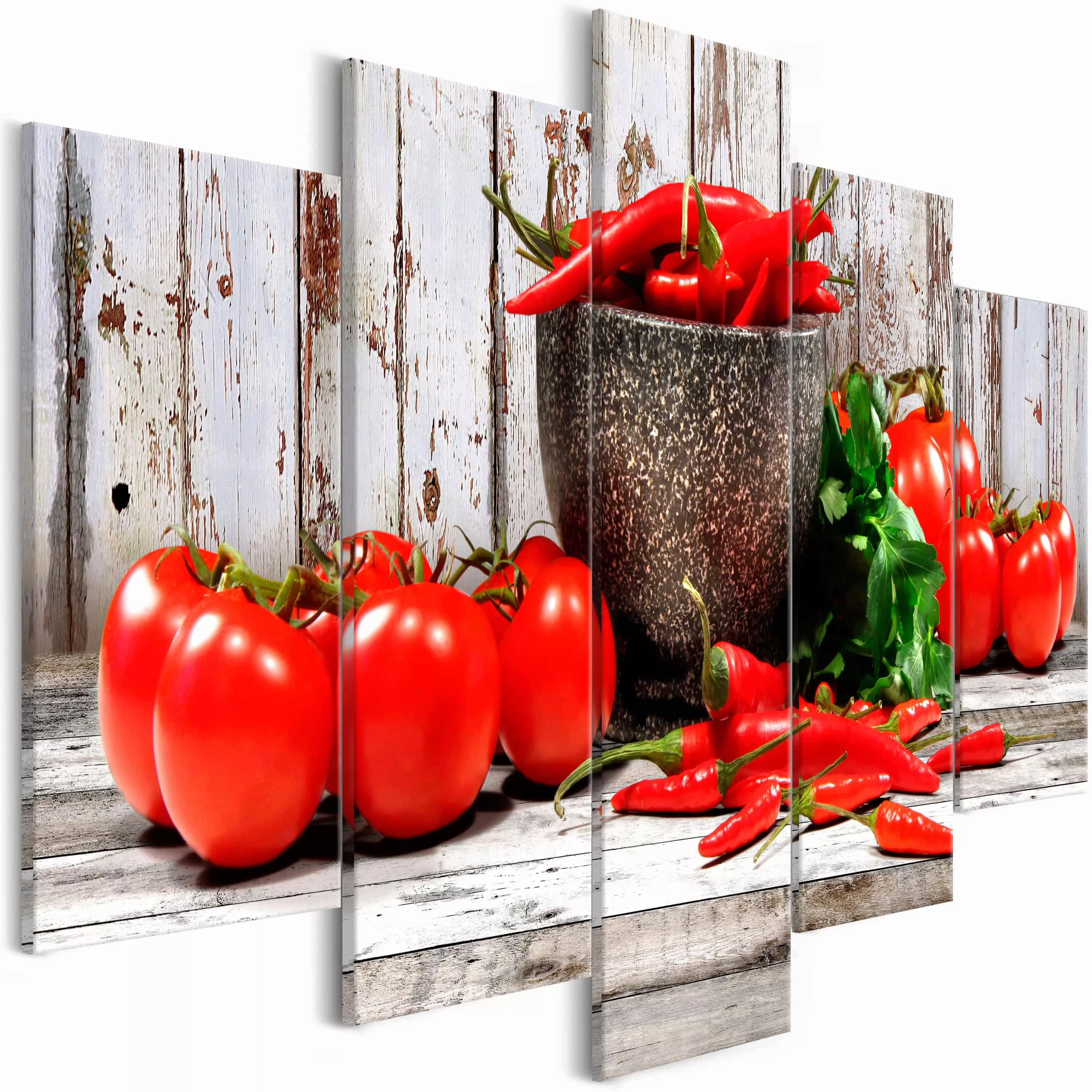 Wandbild - Red Vegetables (5 Parts) Wood Wide günstig online kaufen
