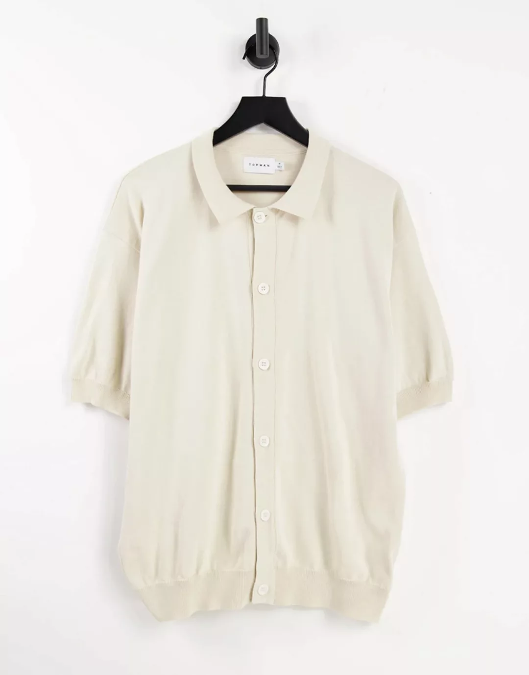 Topman – Kastiges Polohemd aus Strick in Ecru-Weiß günstig online kaufen