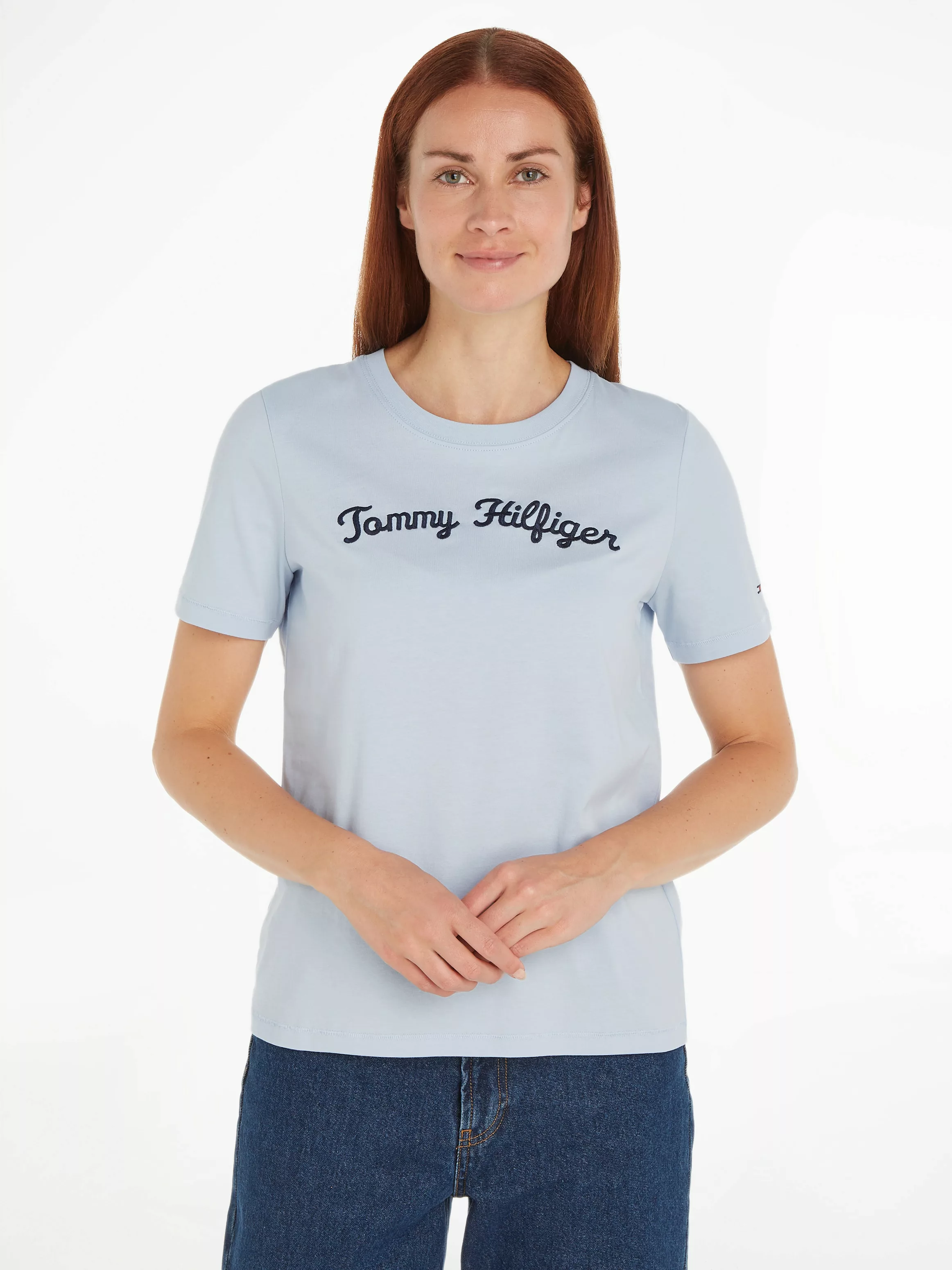 Tommy Hilfiger Kurzarmshirt REG SCRIPT C-NK SS mit Tommy Hilfiger Script Lo günstig online kaufen