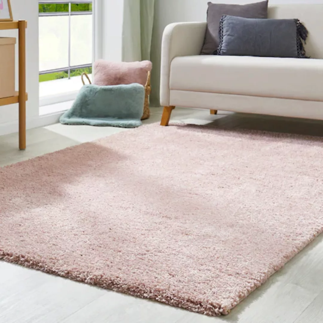 my home Hochflor-Teppich »Canberra«, rechteckig, Uni Farben, weich & kusche günstig online kaufen