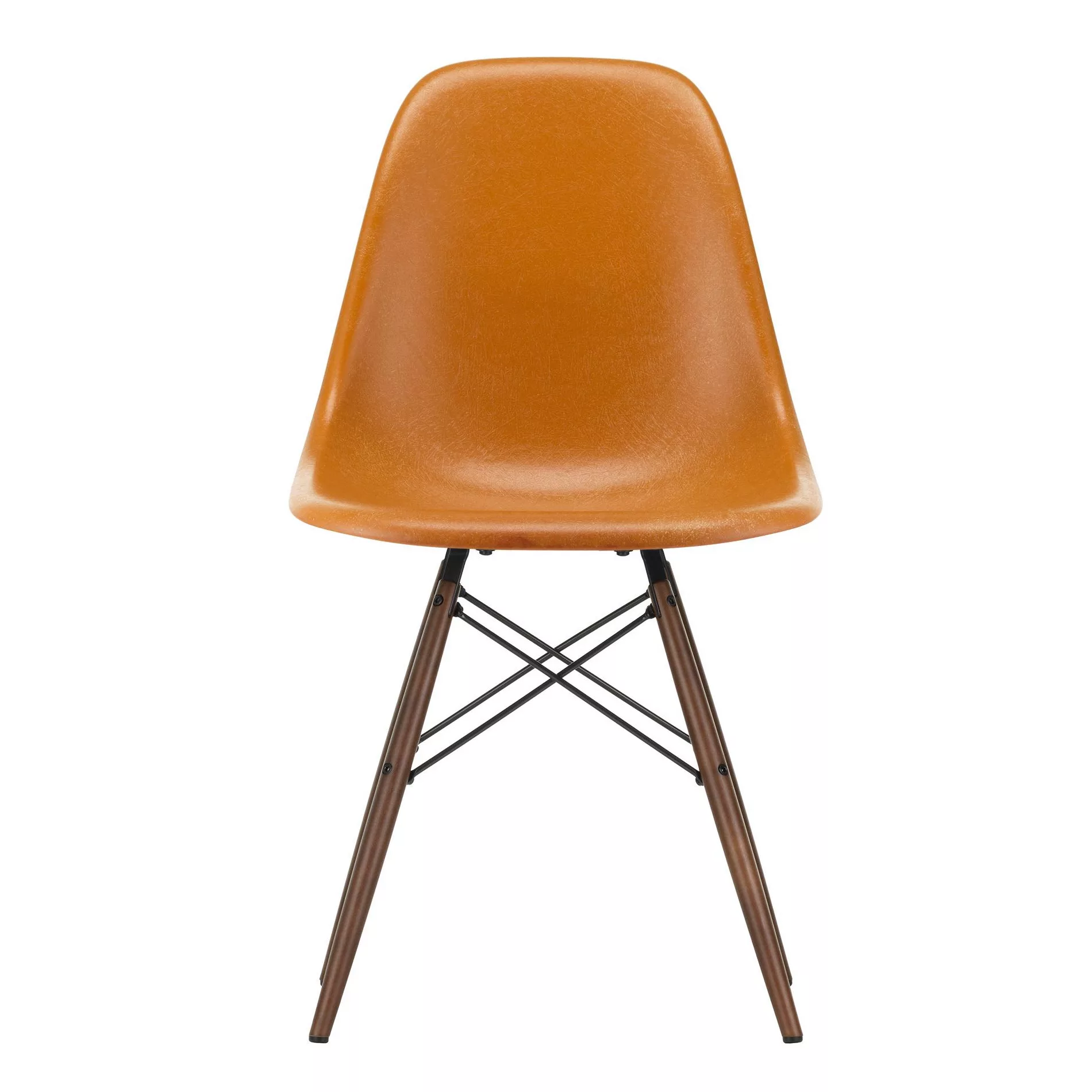 Vitra - Eames Fiberglass Side Chair DSW Ahorn dunkel - ocker dunkel/Sitzsch günstig online kaufen