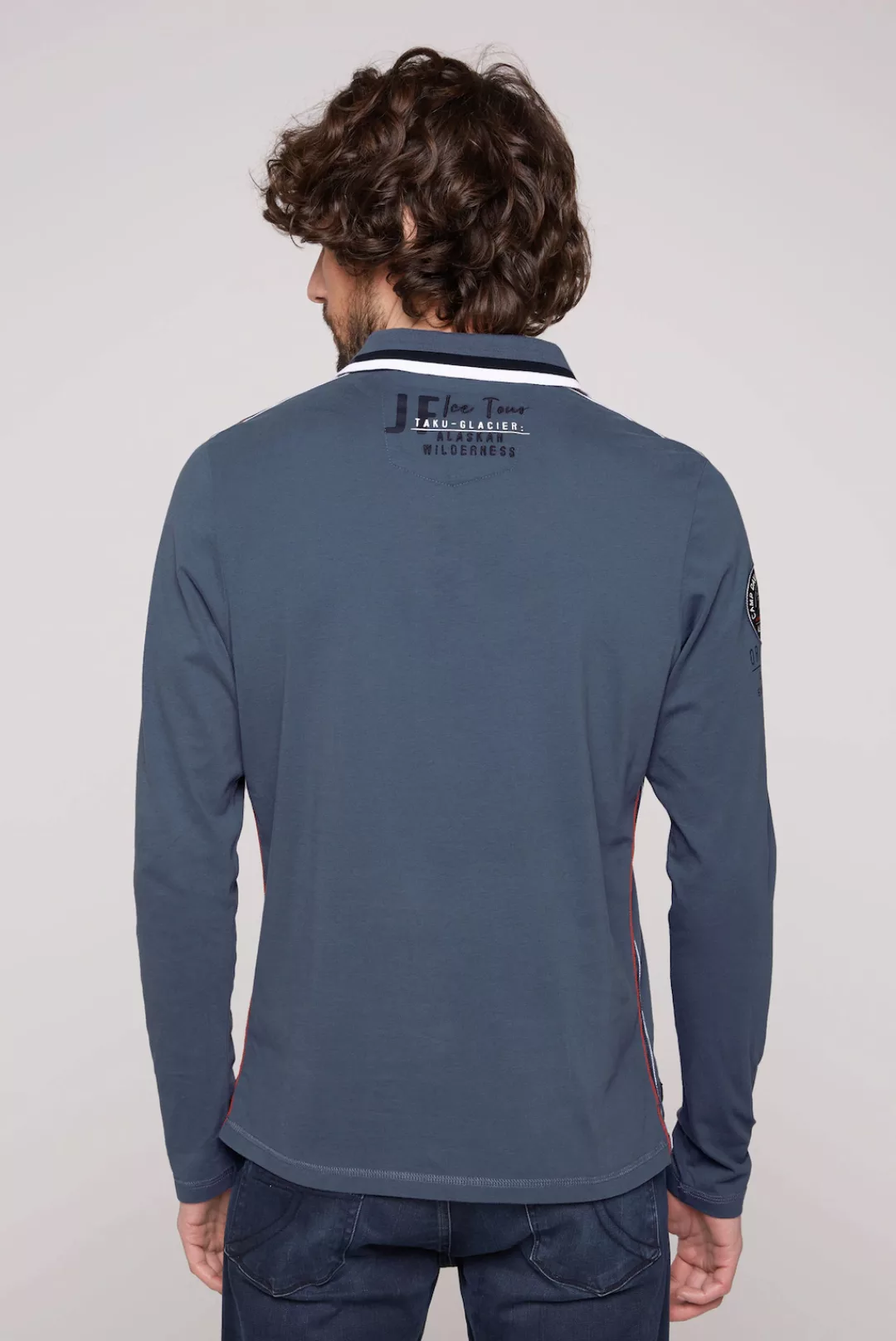 CAMP DAVID Langarm-Poloshirt mit Logo-Applikationen günstig online kaufen