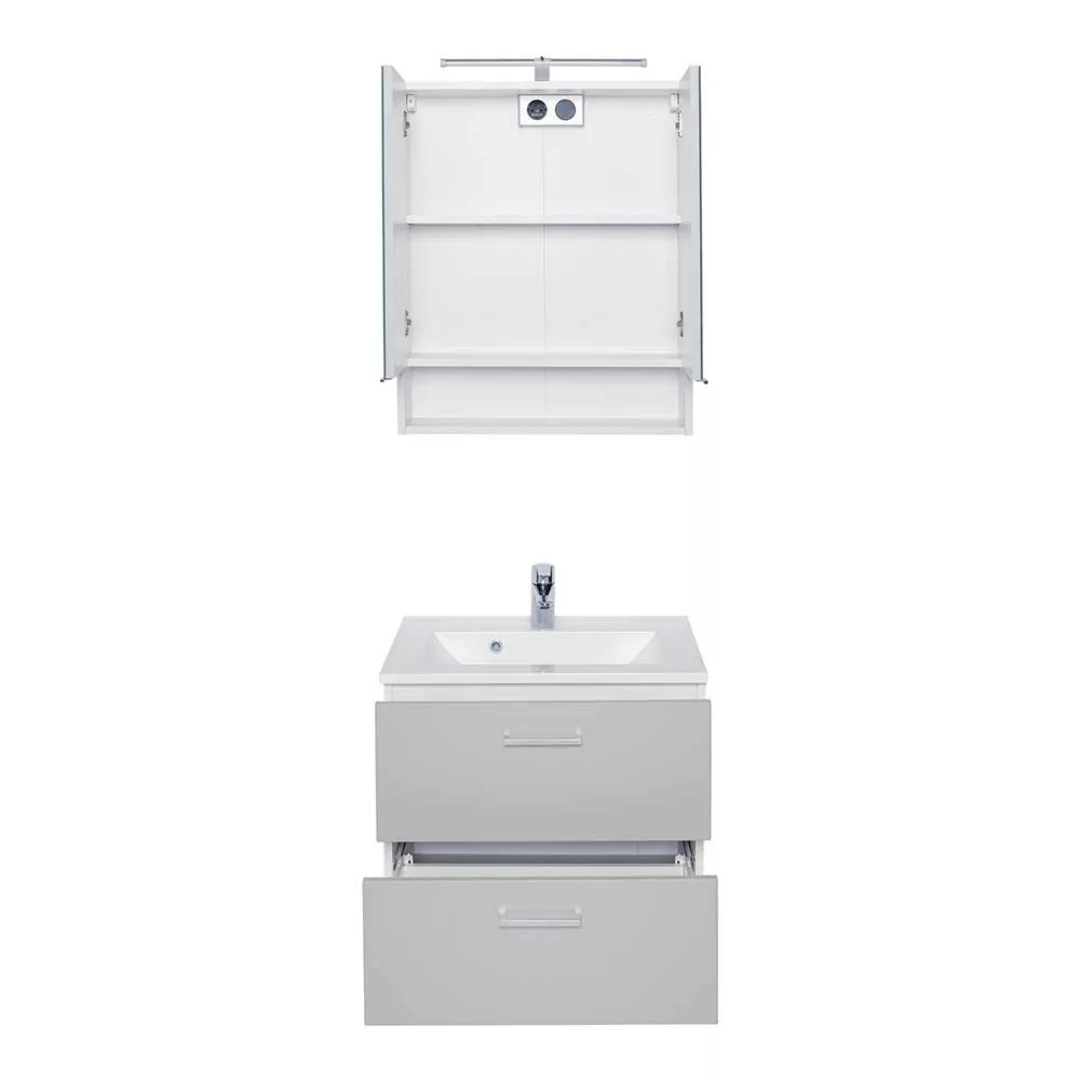 Badezimmer Set in Weiß und Hellgrau 60 cm breit (zweiteilig) günstig online kaufen