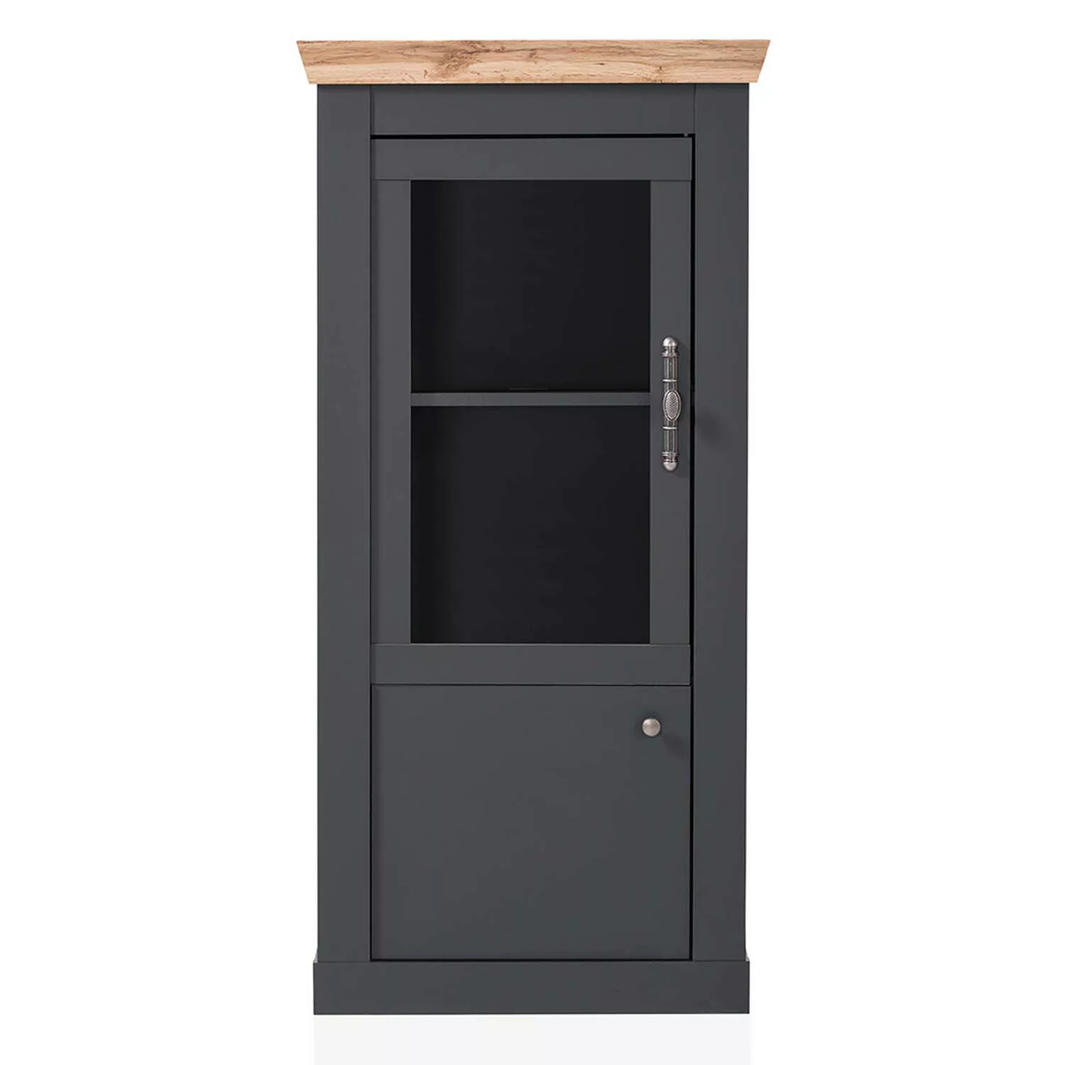 Wohnzimmer Vitrinenschrank in anthrazit mit Wotan Eiche Nb. CESENA-61, B/H/ günstig online kaufen