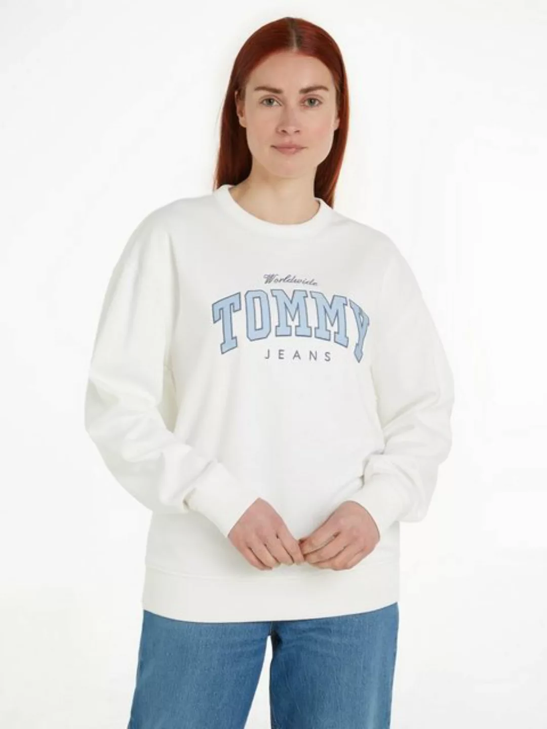 Tommy Jeans Sweatshirt "TJW RLX VARSITY LUXE CREW", mit gesticktem Logoschr günstig online kaufen