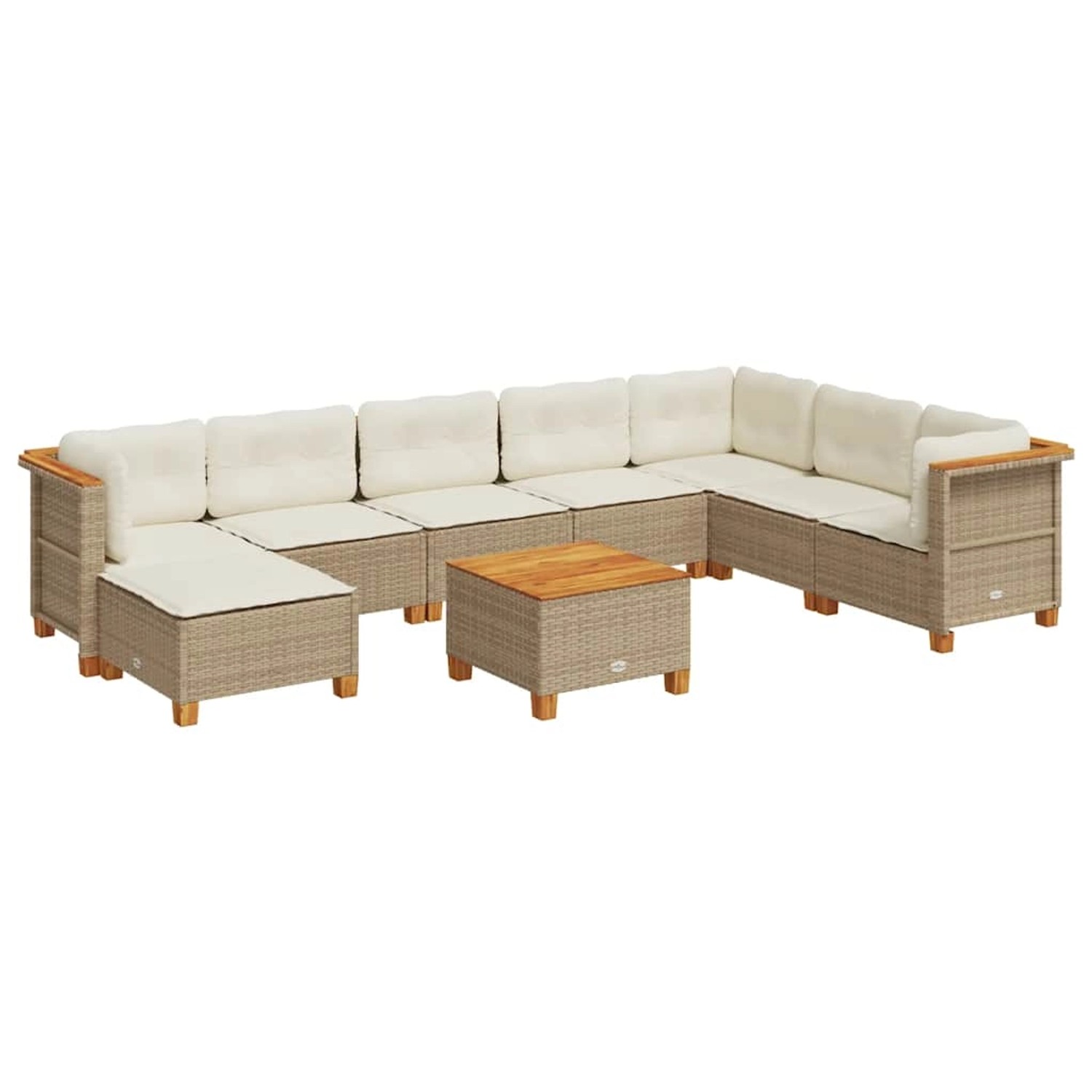 vidaXL 9-Tlg Garten-Sofagarnitur mit Kissen Beige Poly Rattan 3261961 günstig online kaufen