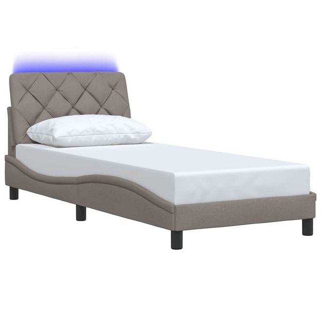 vidaXL Bett Bettgestell mit LED ohne Matratze Taupe 90x190 cm Stoff günstig online kaufen