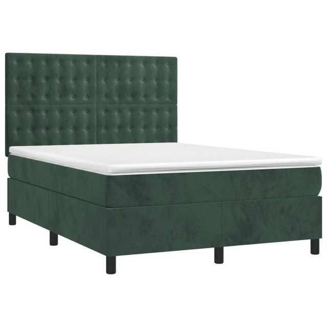 vidaXL Bett Boxspringbett mit Matratze & LED Dunkelgrün 140x190 cm Samt günstig online kaufen